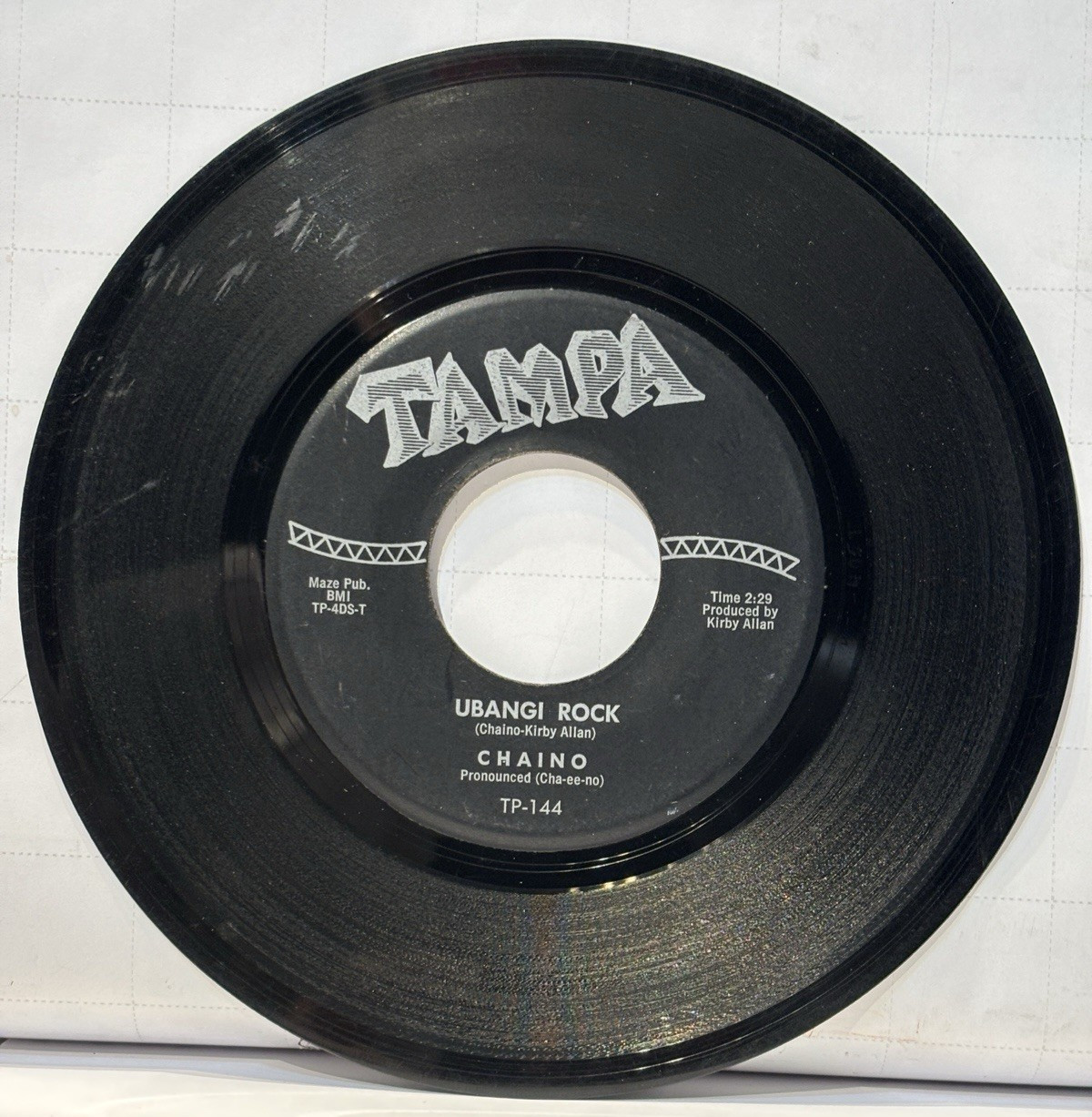 45 RPM CHAINO Ubangi Rock / Pigmie Song  1958 Tampa    Exotica Instr.  VG+