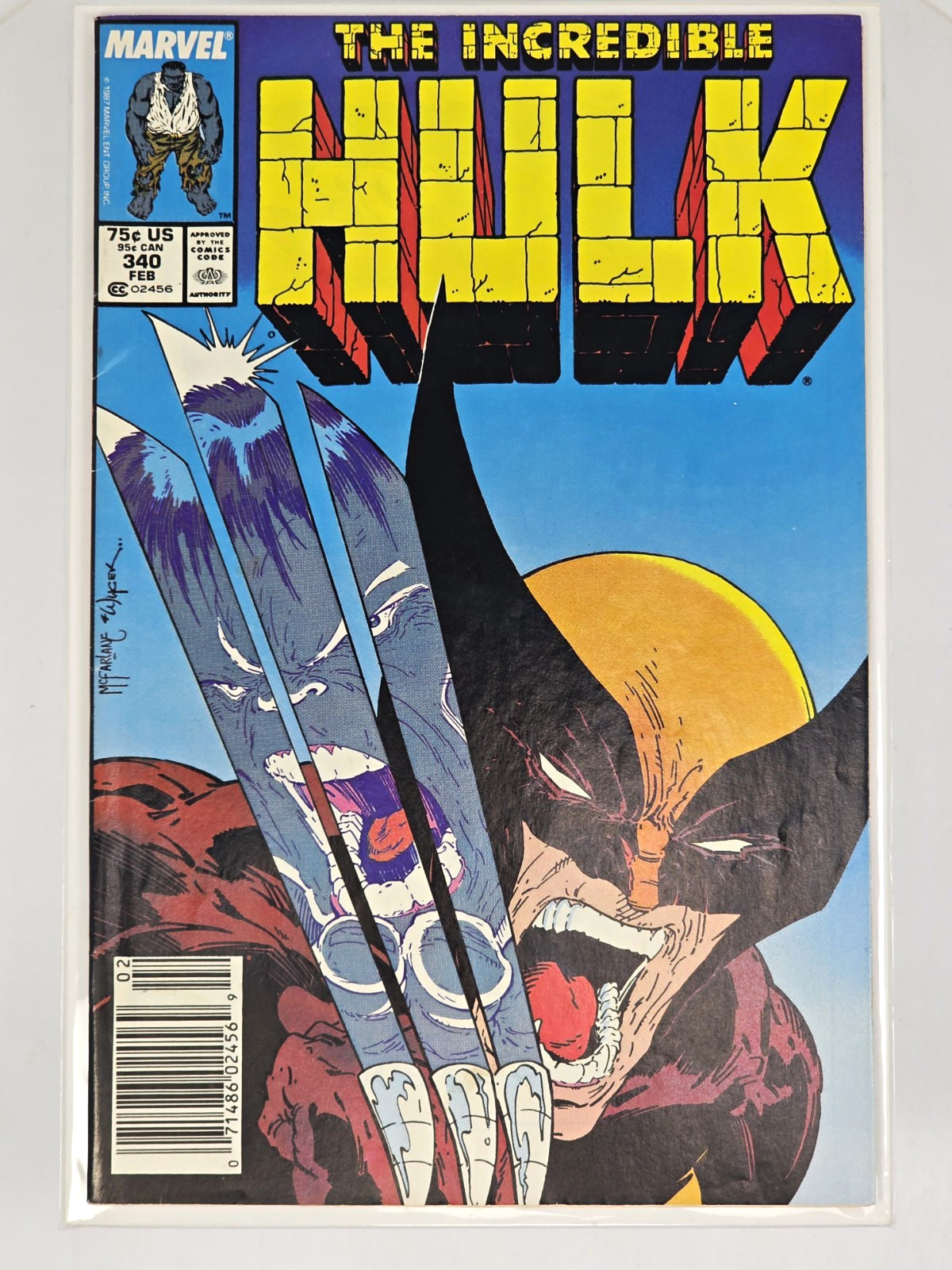 The Incredible Hulk #340 VF-NM - Classic Todd McFarlane Wolverine Cover, 1988