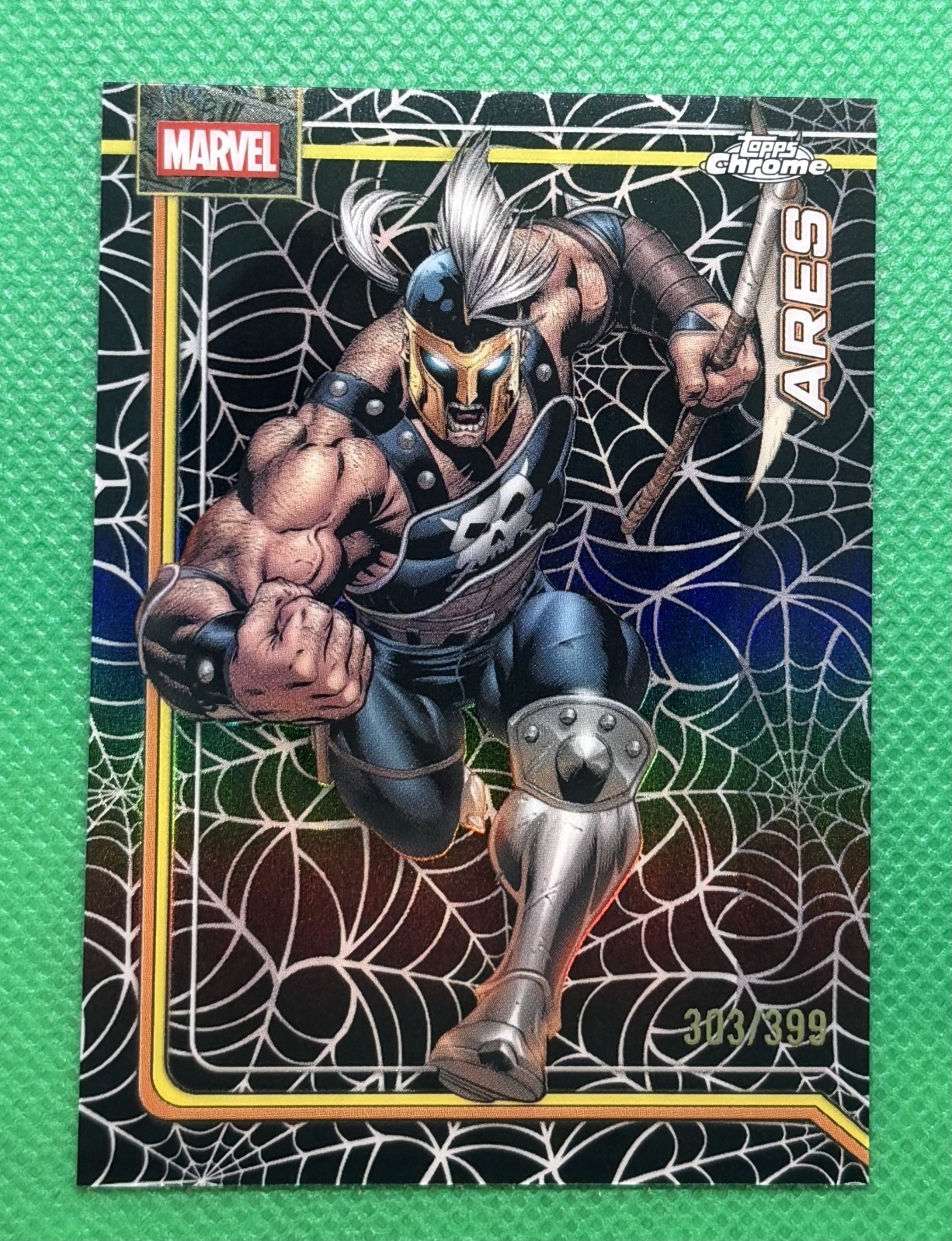 2026 Topps Chrome Marvel Comics Ares #8 Spider Web Refractor /399