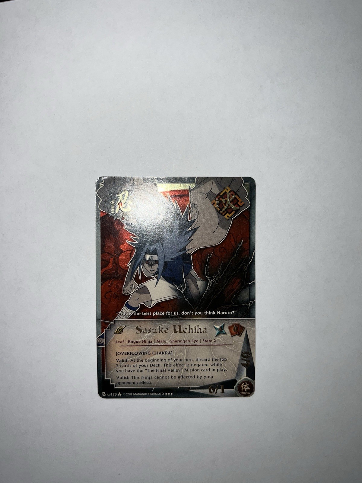 Naruto Bandai CCG Sasuke Uchiha Us 123 Super Rare Damaged