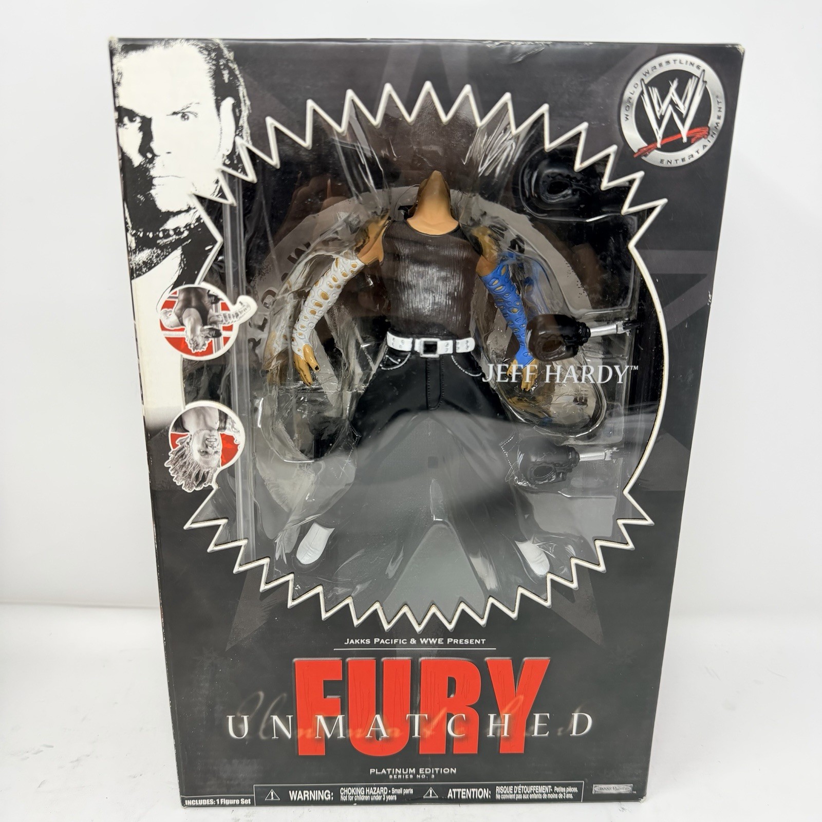 WWE Unmatched Fury Jeff Hardy Action Figure Series 3 Platinum Edition 2007 Jakks