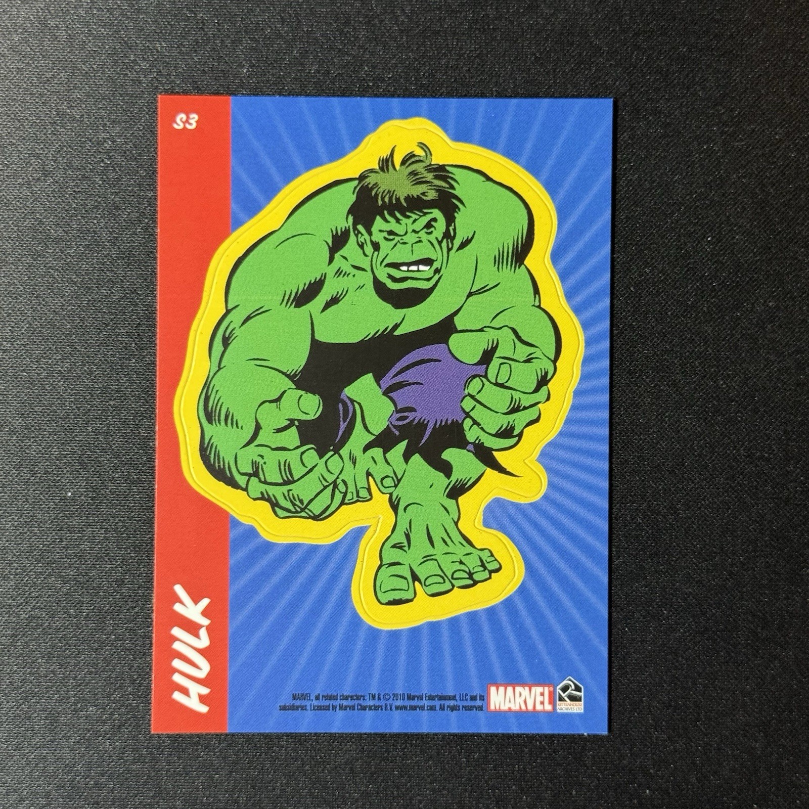 2010 Rittenhouse 70 years of Marvel Comics Sticker Hulk S3 See Pics