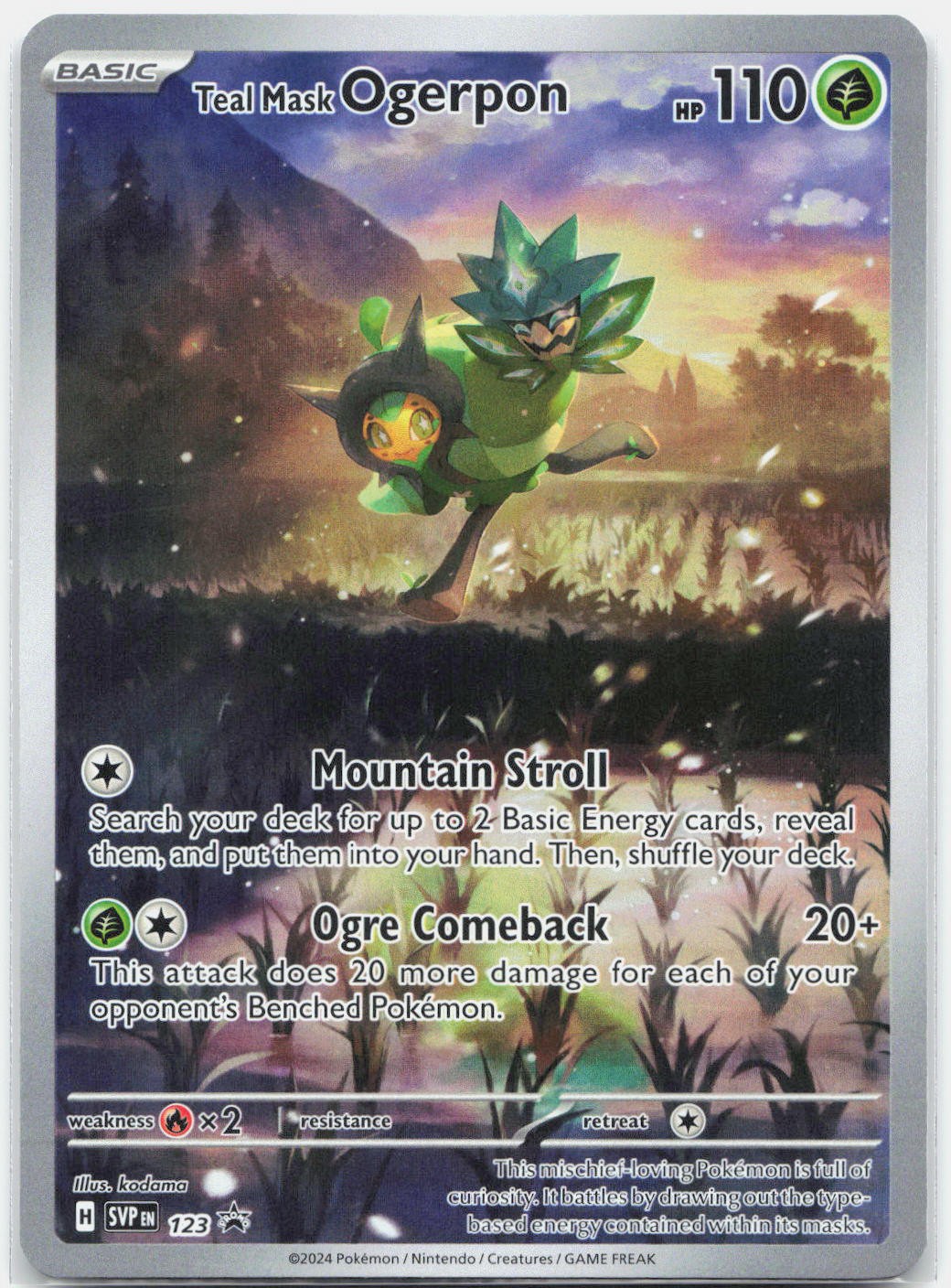 Maschera Teal Ogerpon 123 Holo Promo Scarlatto e Viola Promo Pokemon quasi come nuovo