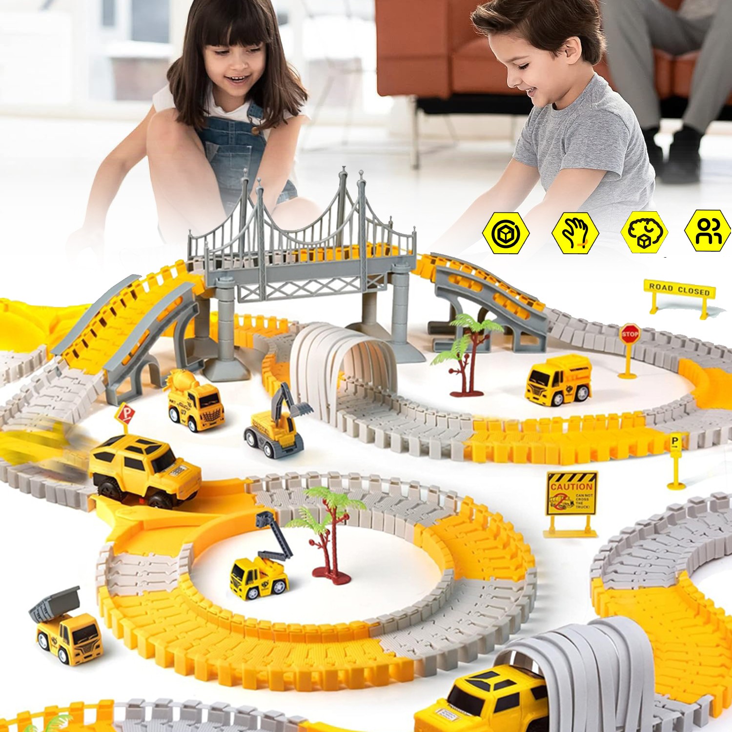 Autodromo Bambini,Flexible Car Track Set Auto Giocattolo,Fai da Te Giocattolo Ferroviario