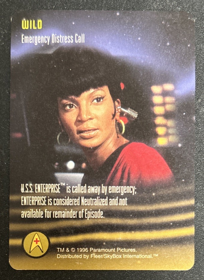 1996 Skybox Star Trek Game Pictures Wild “Emergency Distress Call” Promo Card