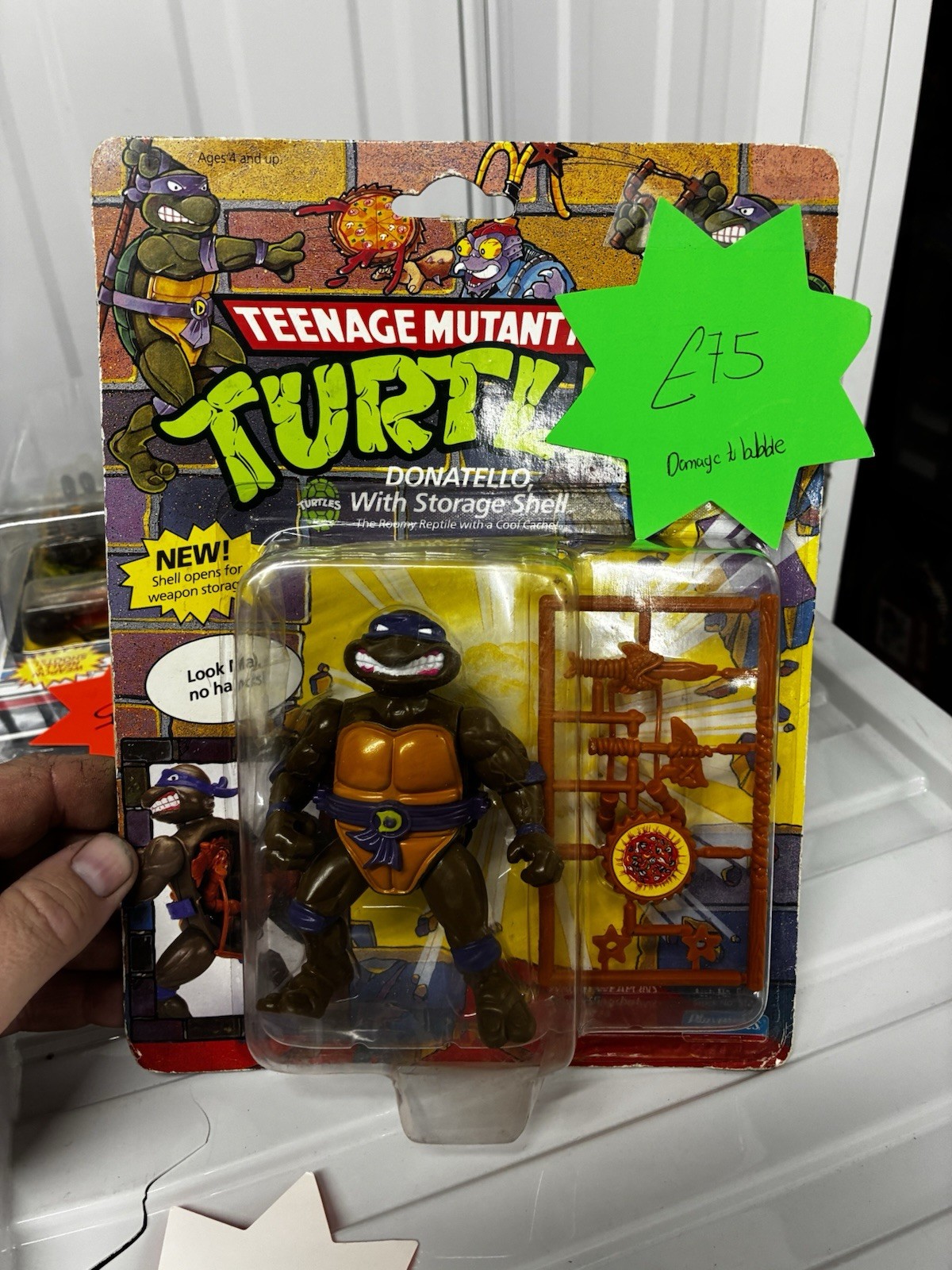 Vintage 1990 Donatello With Storage Shell Moc, Vintage 