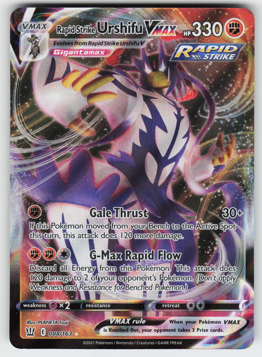 Rapid Strike Urshifu VMAX Holo Ultra Rare SWSH05: Battle Styles 088/163 NM