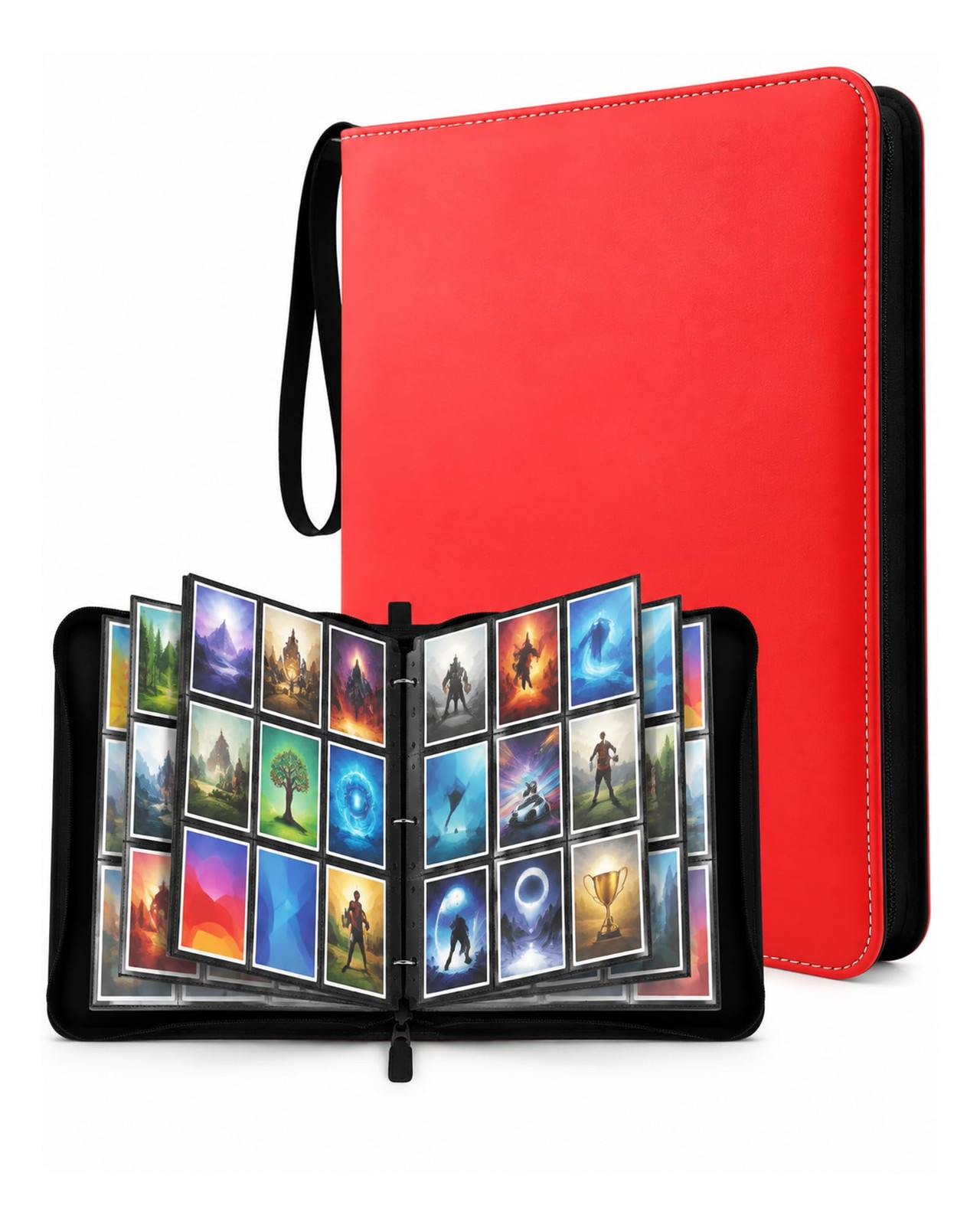Raccoglitore Carte Pokémon (Rosso) Album Pokemon Progettato con 9 Celle su 50