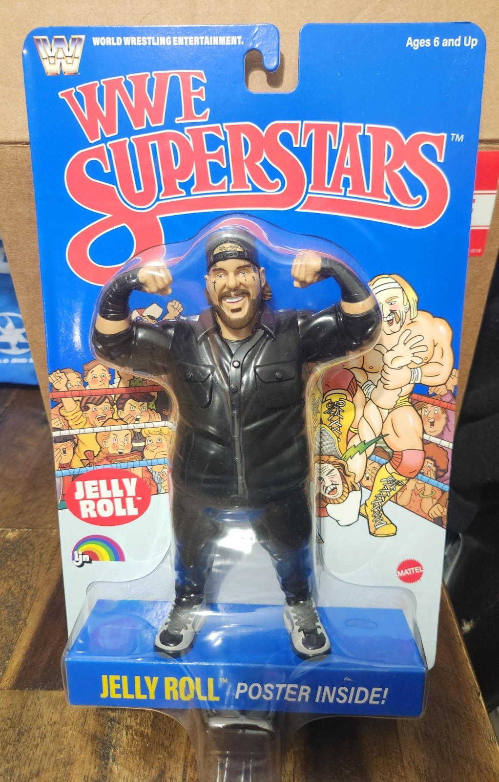 WWE LJN Jelly Roll Action Figure Blue Card Superstars Wave 3 Wrestling NUOVO