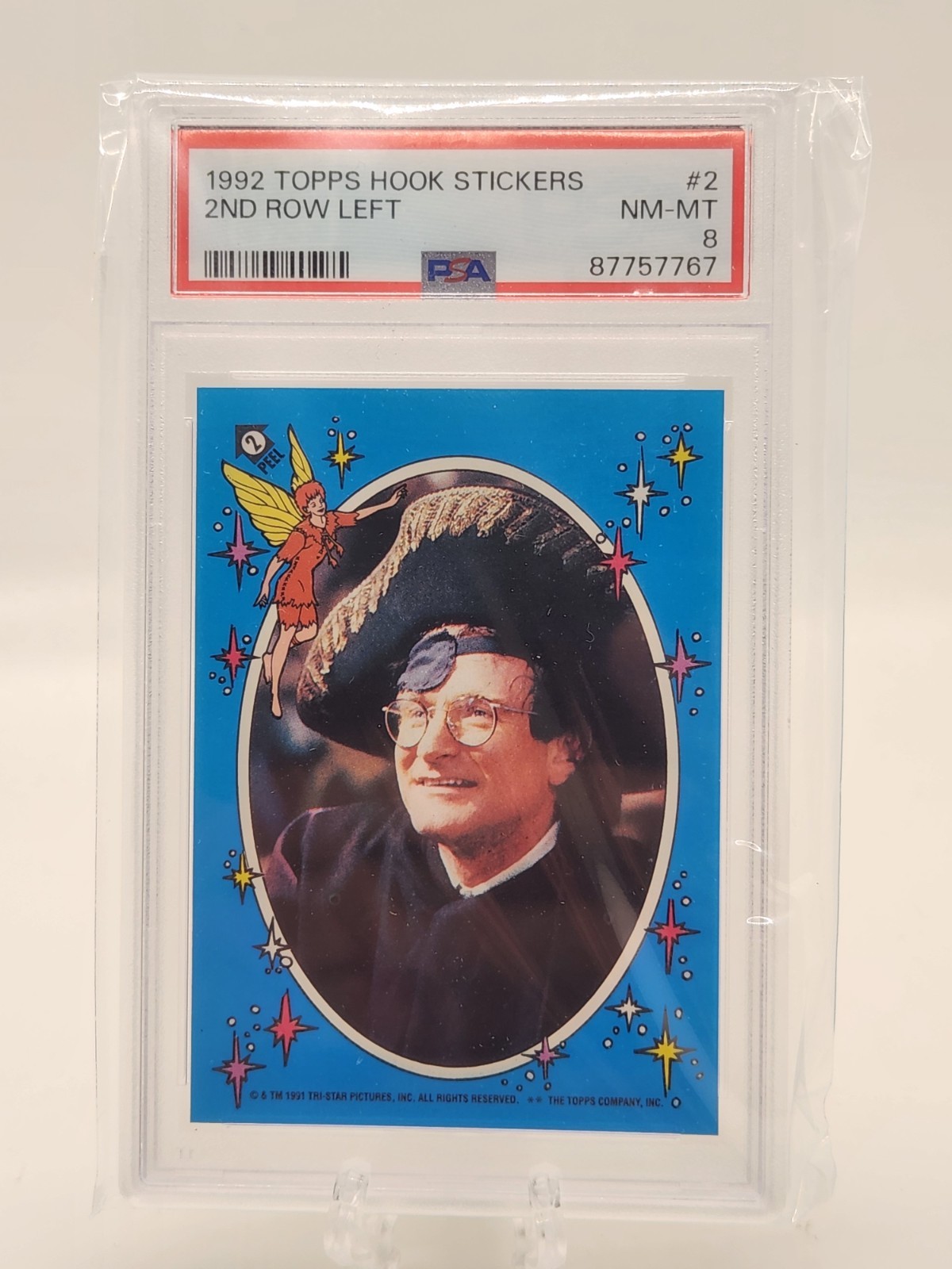 1992 Topps Hook Movie Sticker #2 Robin Williams as Peter Pan PSA 8!
