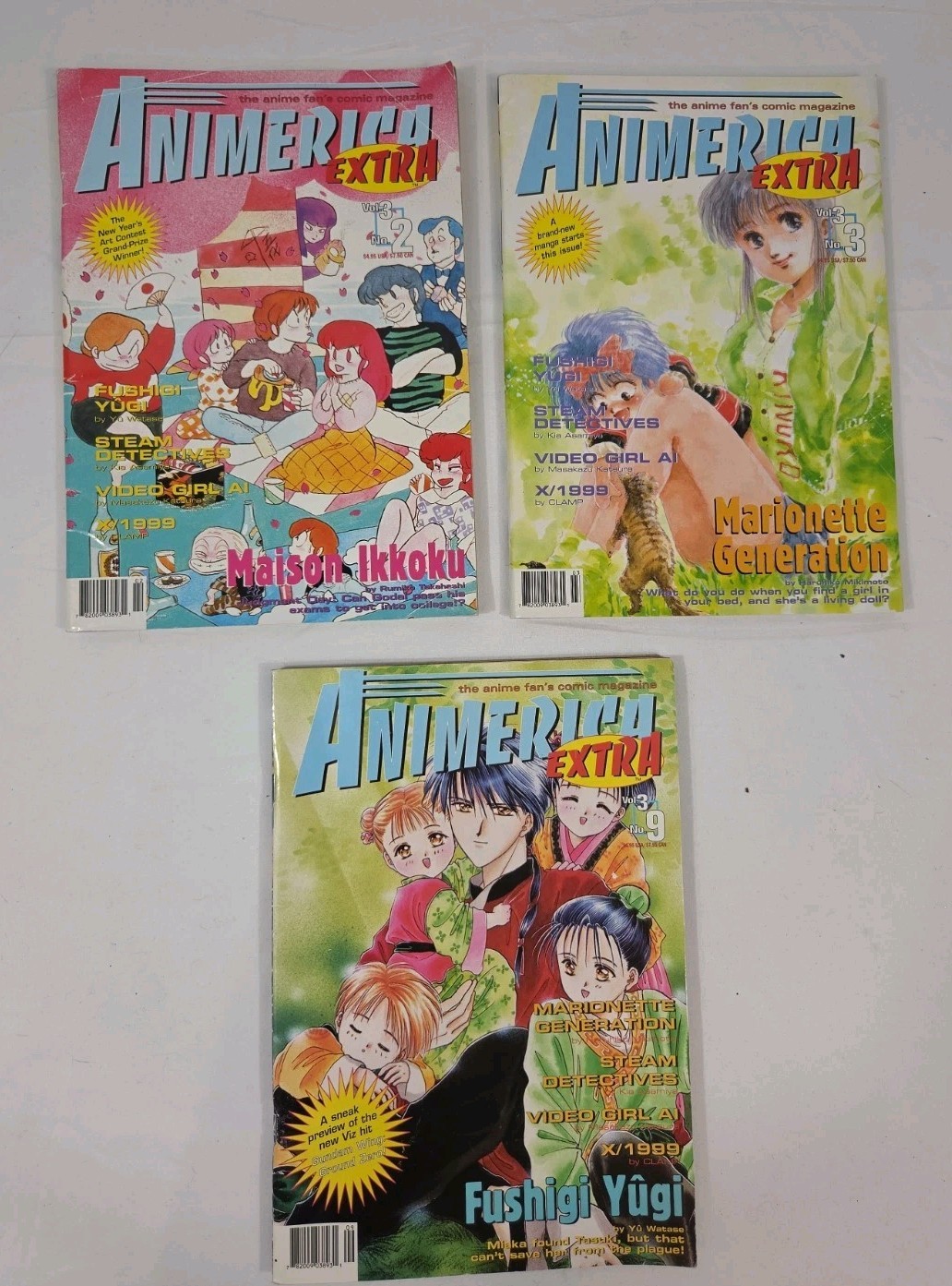 Lotto 3 riviste manga vintage Animerica Extra vol. 3 numeri #2, #3 e #9 2000