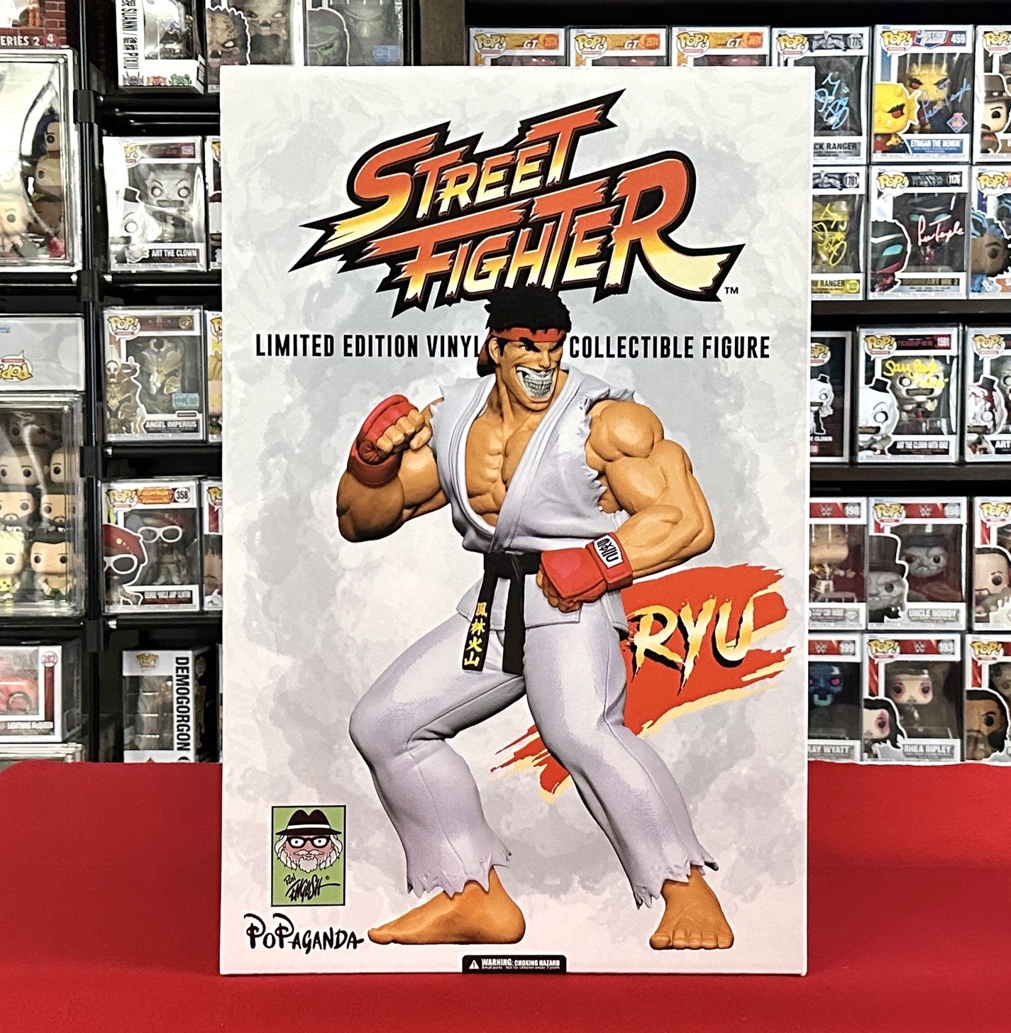 Ryu Grin 15" Vinyl Figure di Ron English Popaganda x Street Fighter Capcom Nuovo