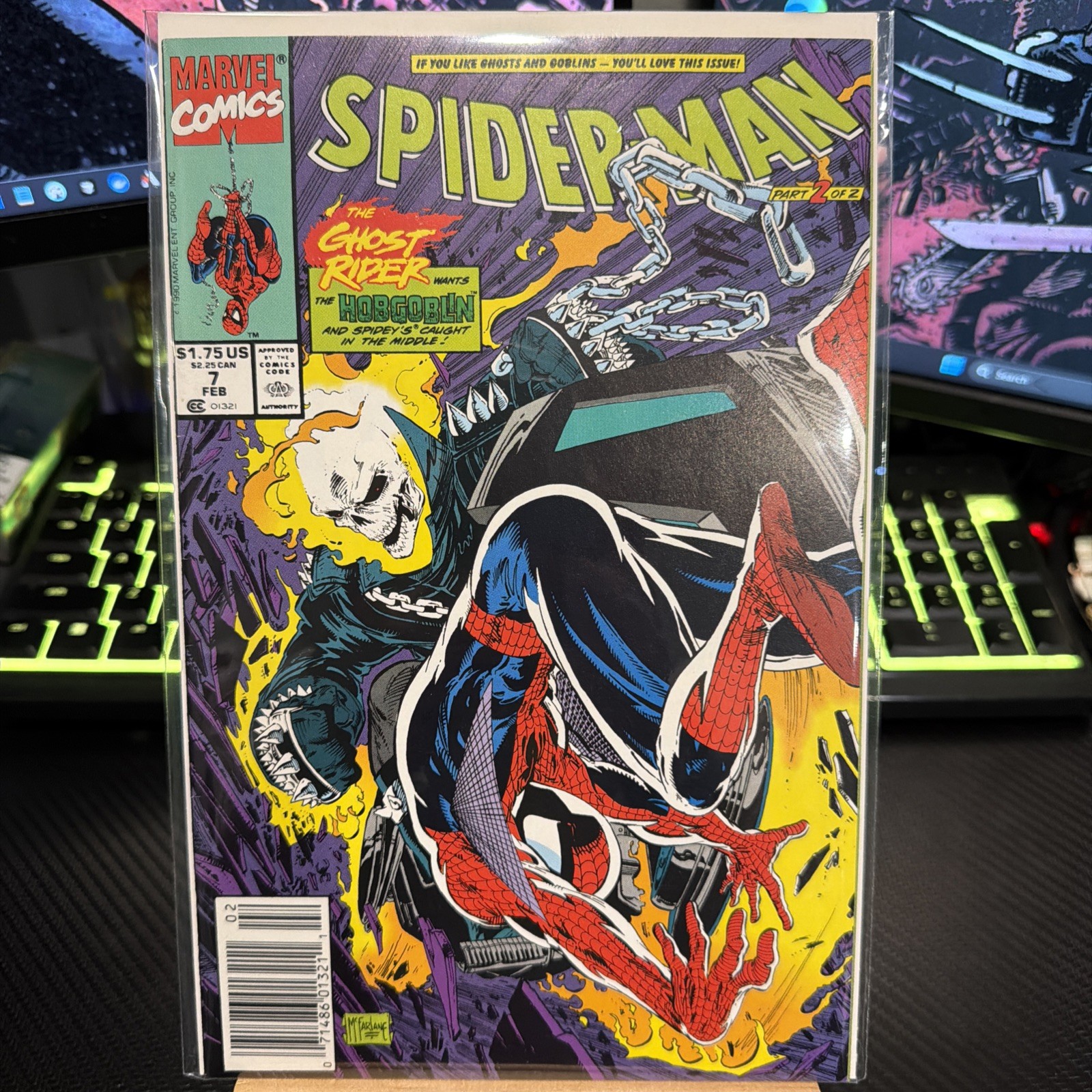 Spider-Man #7 Edicola Todd McFarlane Ghost Rider Hobgoblin Marvel 1991 quasi nuovo