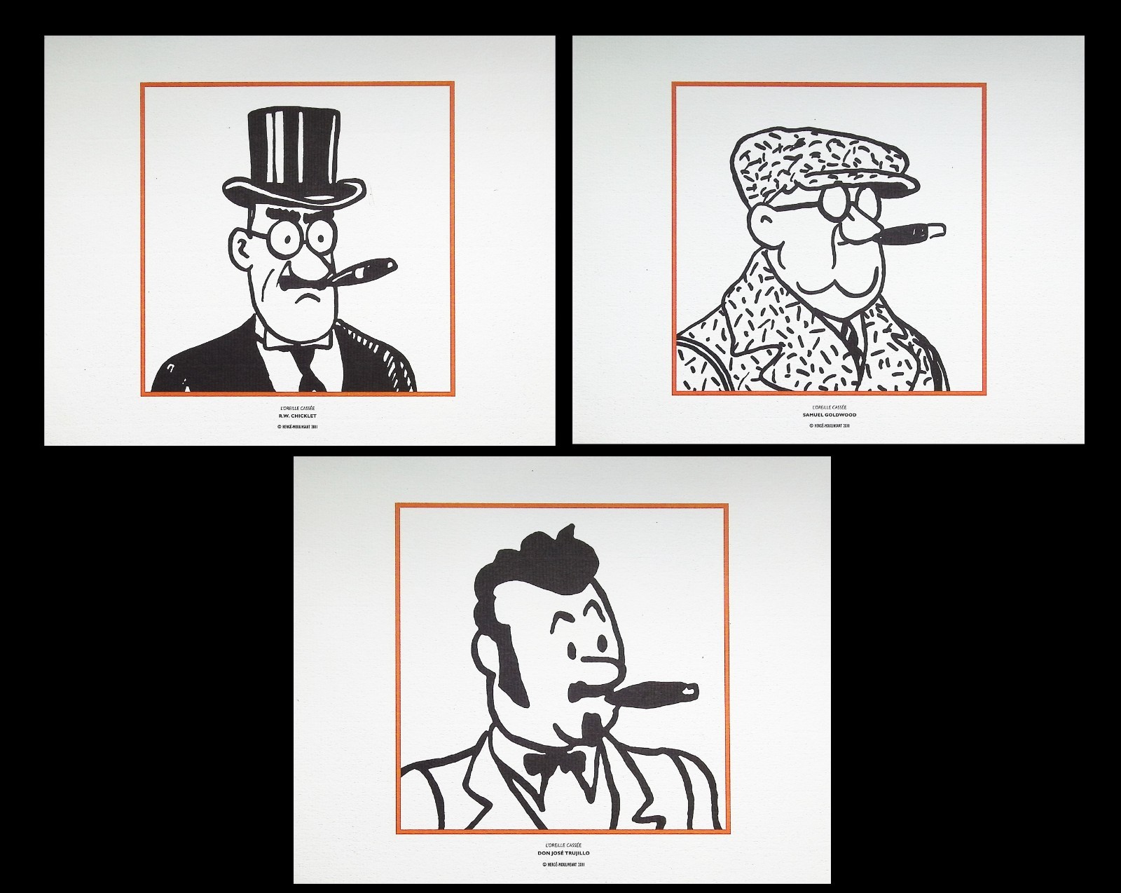 HERGÉ : TINTIN - Les Millionnaires, 3 LITHOGRAPHIES Ex Libris, 2011