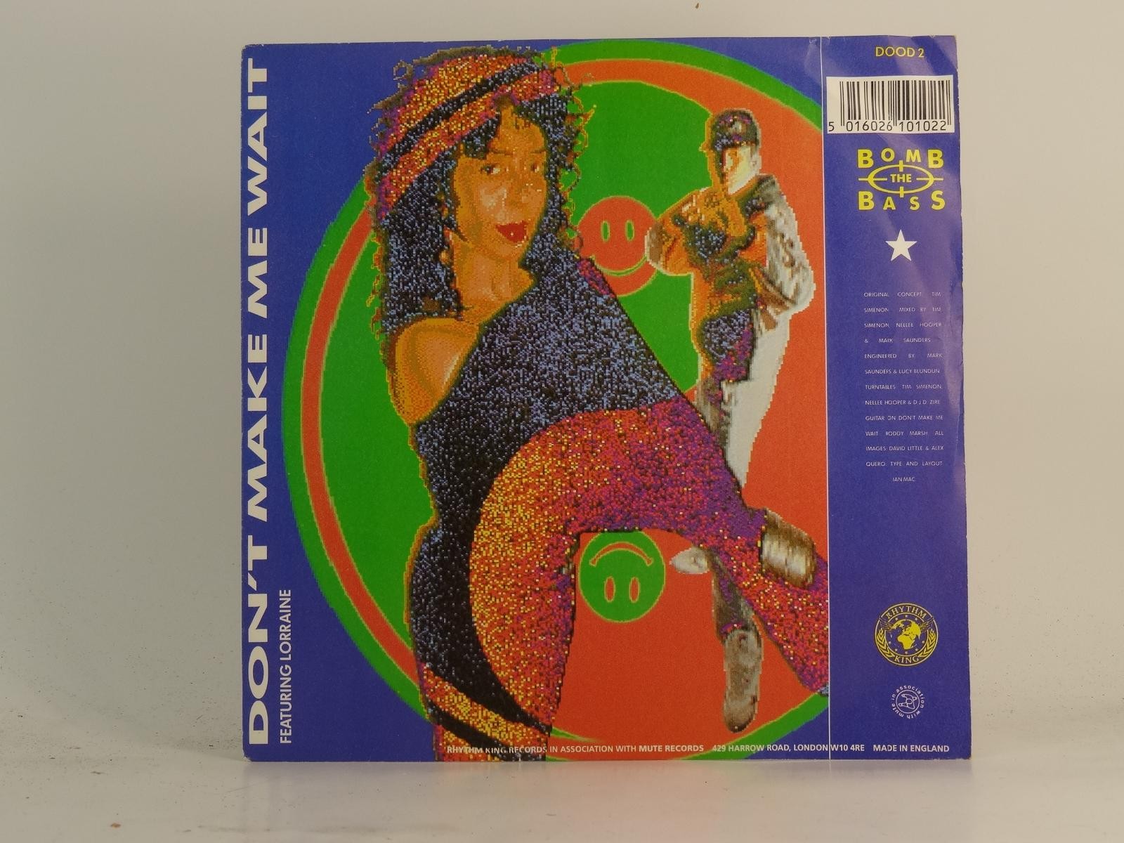 BOMB THE BASS DON'T MAKE ME WAIT (3) (78) 2 Track 7" Single plus Picture Sleeve 