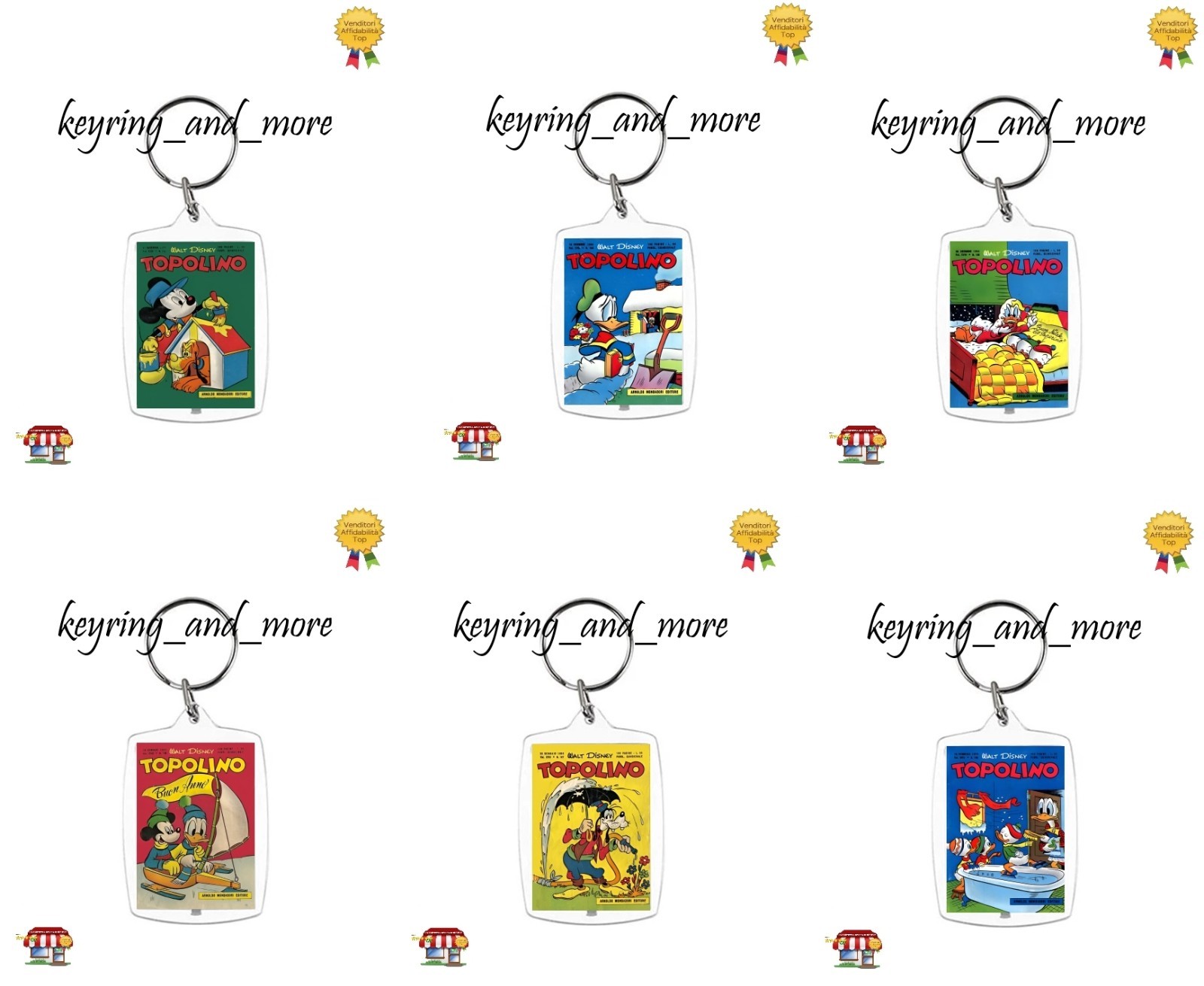 Topolino libretto 1 serie 1954 102 103 104 105 106 107 108 fanart 6X Portachiavi