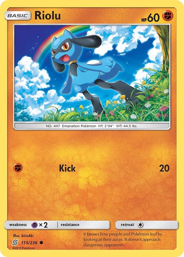 Riolu 115 #115/236 Sm - Unified Minds Common Pokemon TCG LP