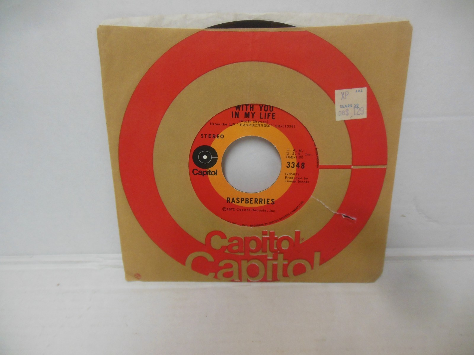 RASPBERRIES nr mint vinyl 45 rpm GO ALL THE WAY b/w WITH YOU IN MY LIFE