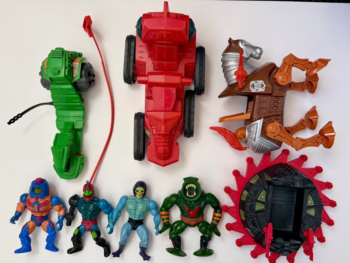 Lotto 2 figurine vintage anni 80 - He-Man Masters of the Universe MOTU - lavoro veicolo