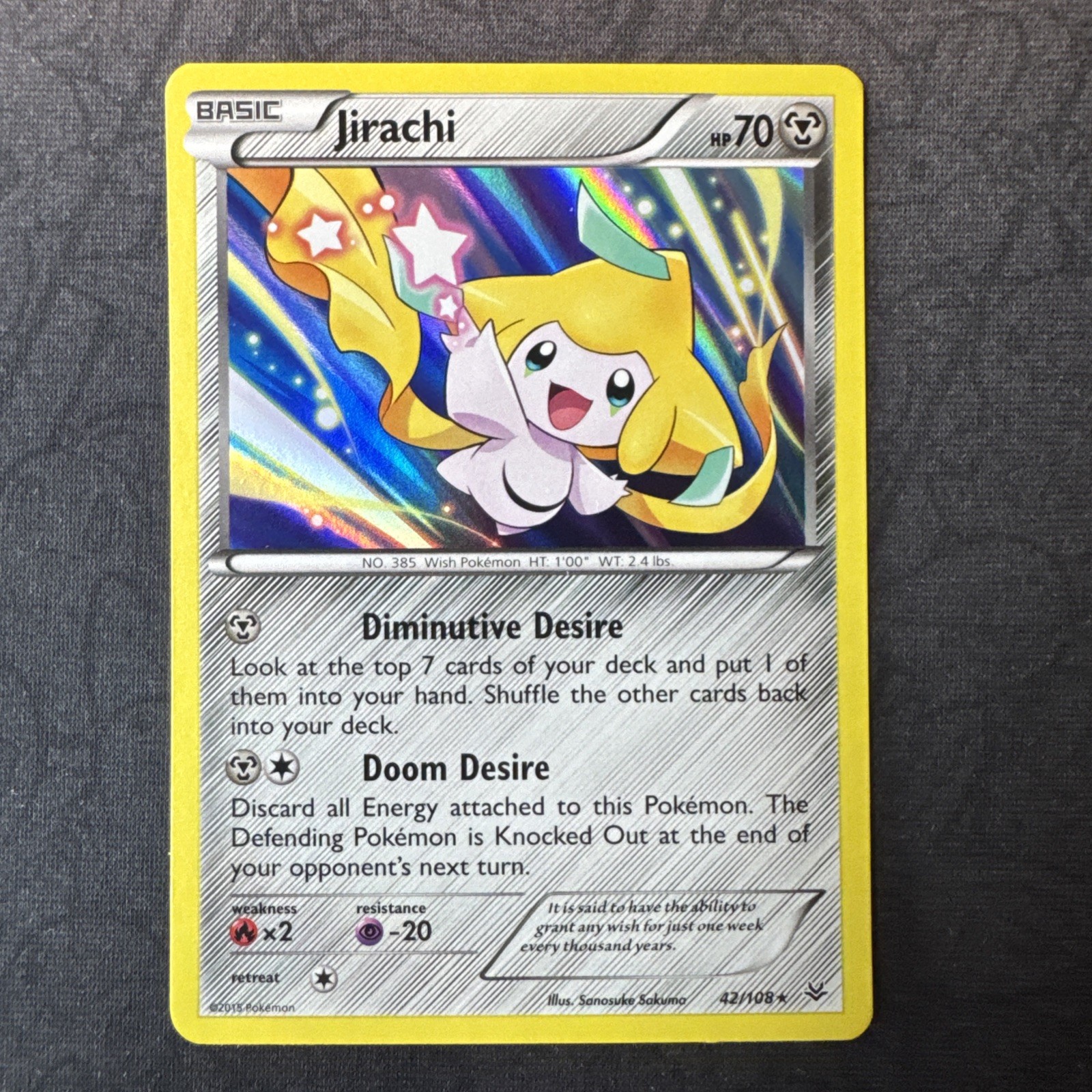 Jirachi 42/108 Cieli Ruggenti Holo Sole e Luna Pokemon MJ