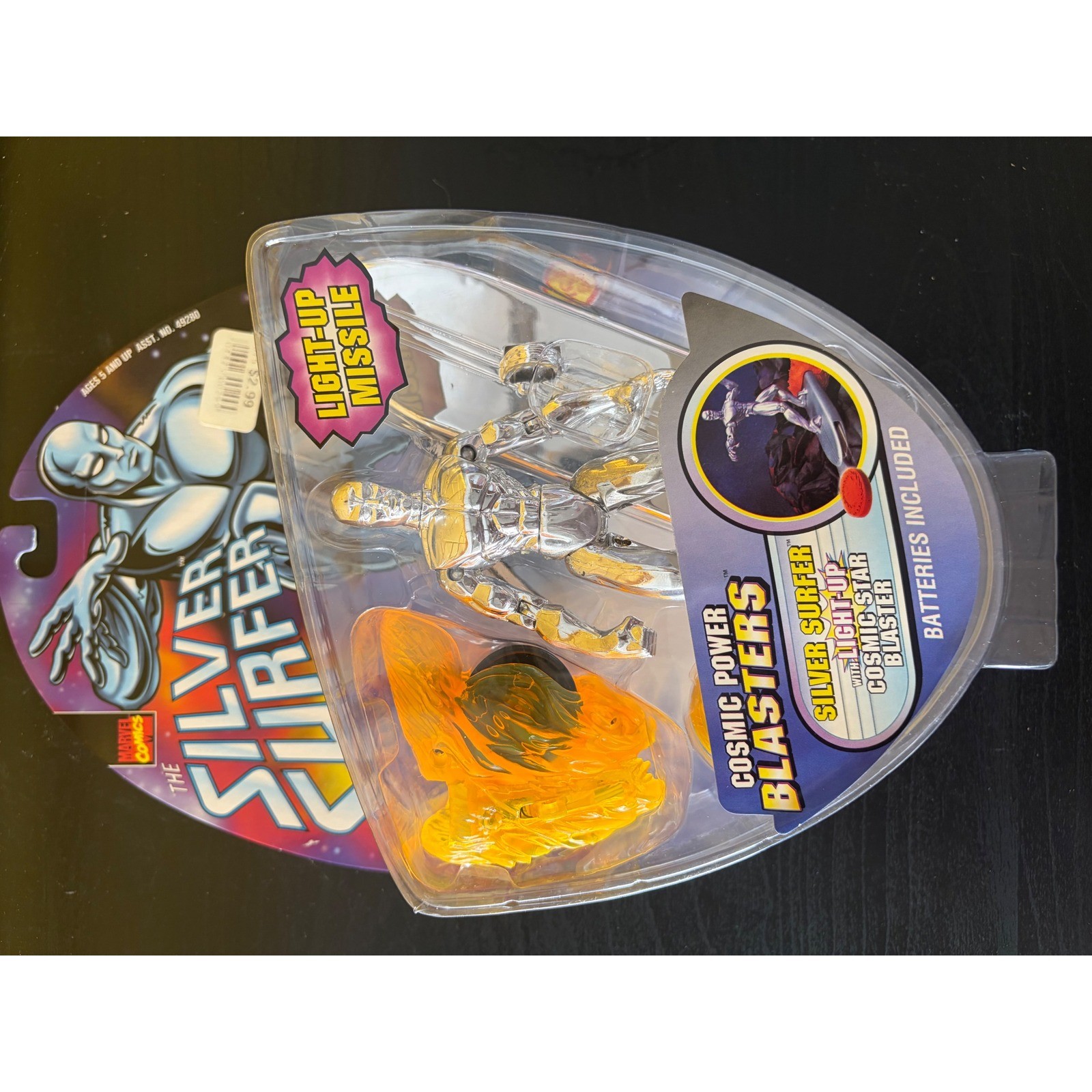 Toy Biz Marvel Silver Surfer Cosmic Power Blasters Light Up Missile Figure 1997
