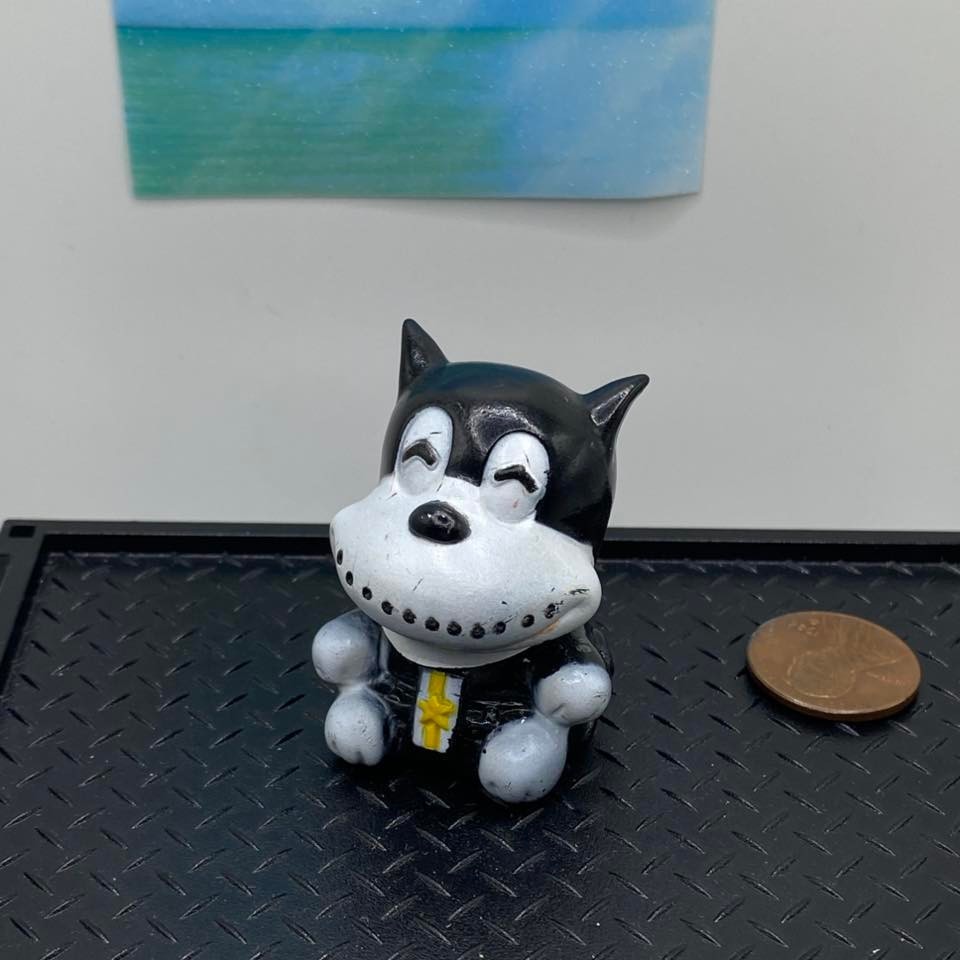 Vintage Norakuro Kun Mini Sofubi Figura Showa Retro Giappone Anime Gatto Nero Giocattolo