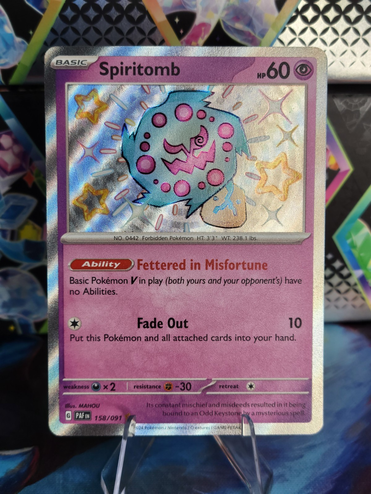 Spiritomb Holo Shiny Rare SV: Paldean Fates 158/091 quasi nuovo