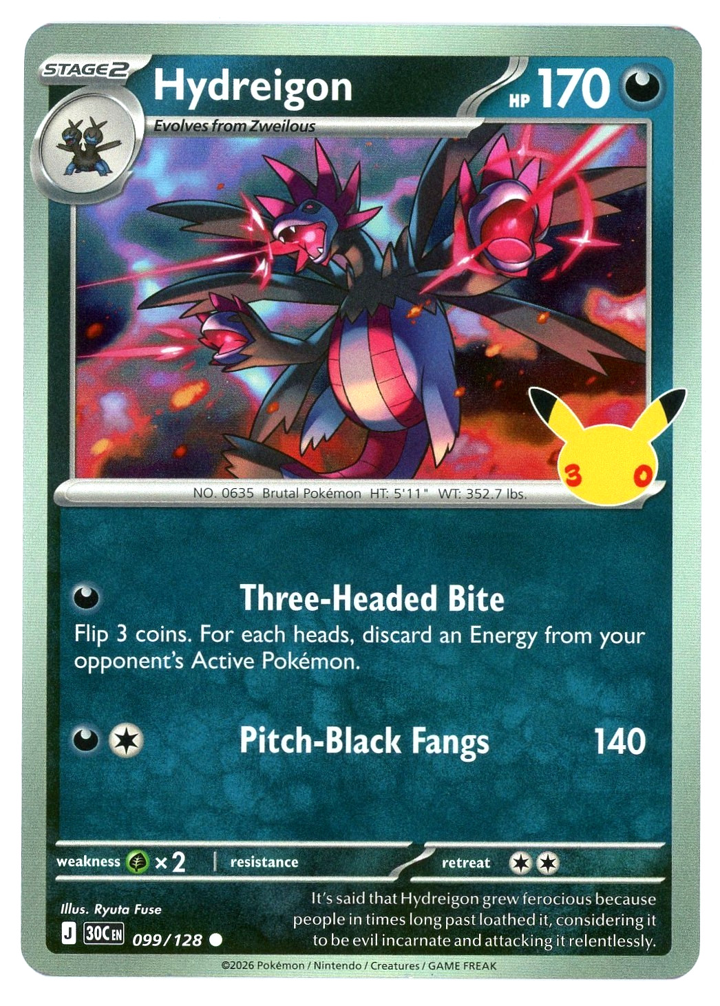 Hydreigon - 099/128 - Holo - ME: 30th Celebration 30C - NM/M