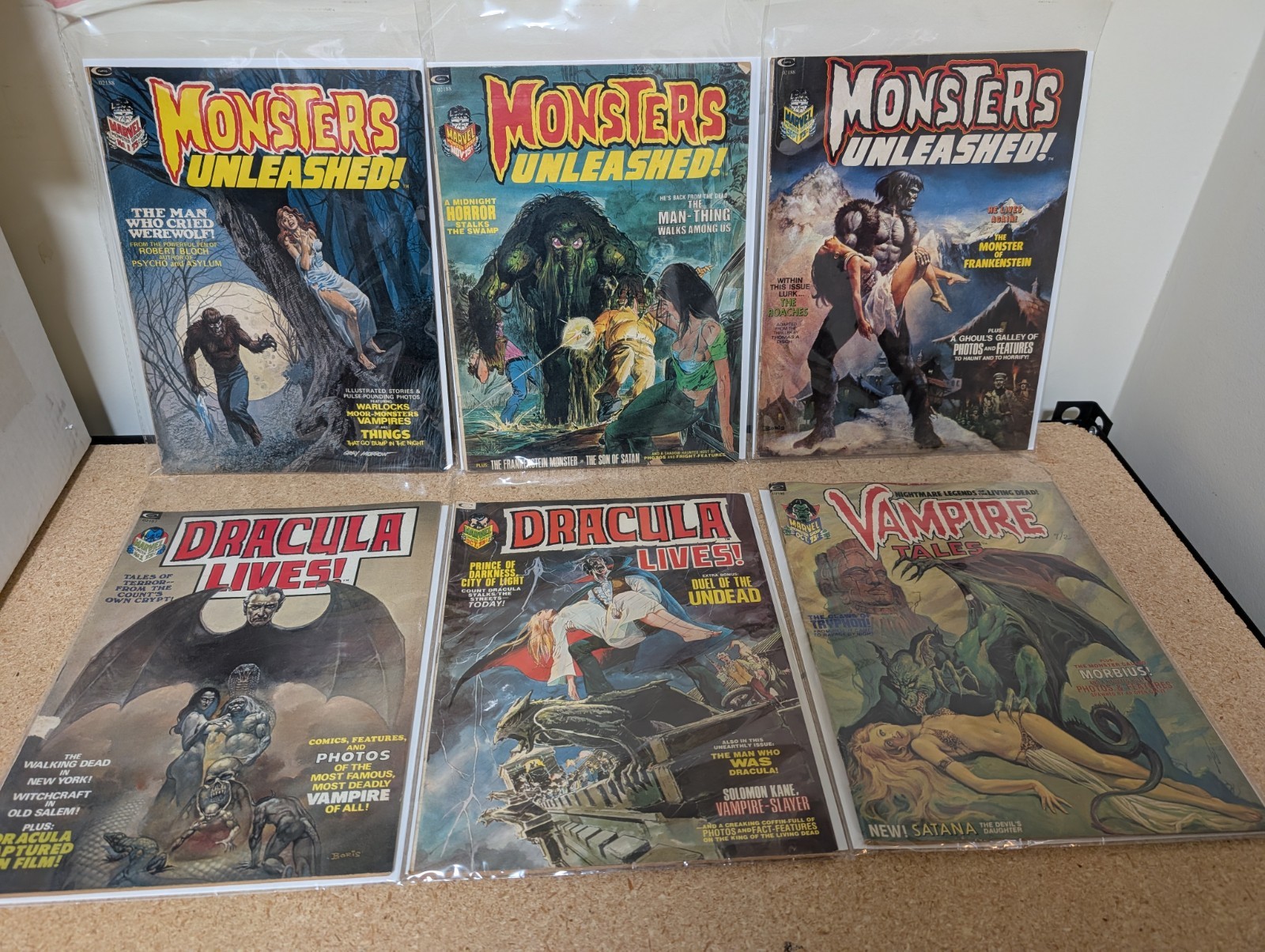 MONSTERS UNLEASHED #1 2 3 Dracula Lives #1 3 Vampire Tales #3 MARVEL Mag 1973