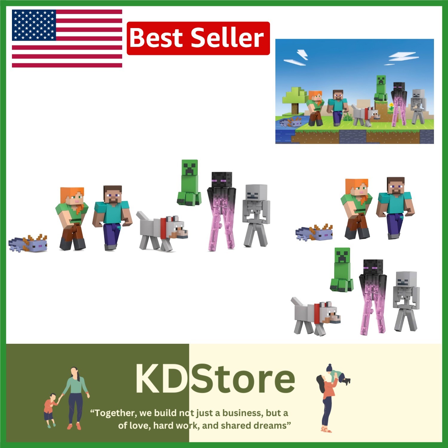 Set action figure Minecraft da collezione - 7 personaggi iconici in scala 3,25 pollici