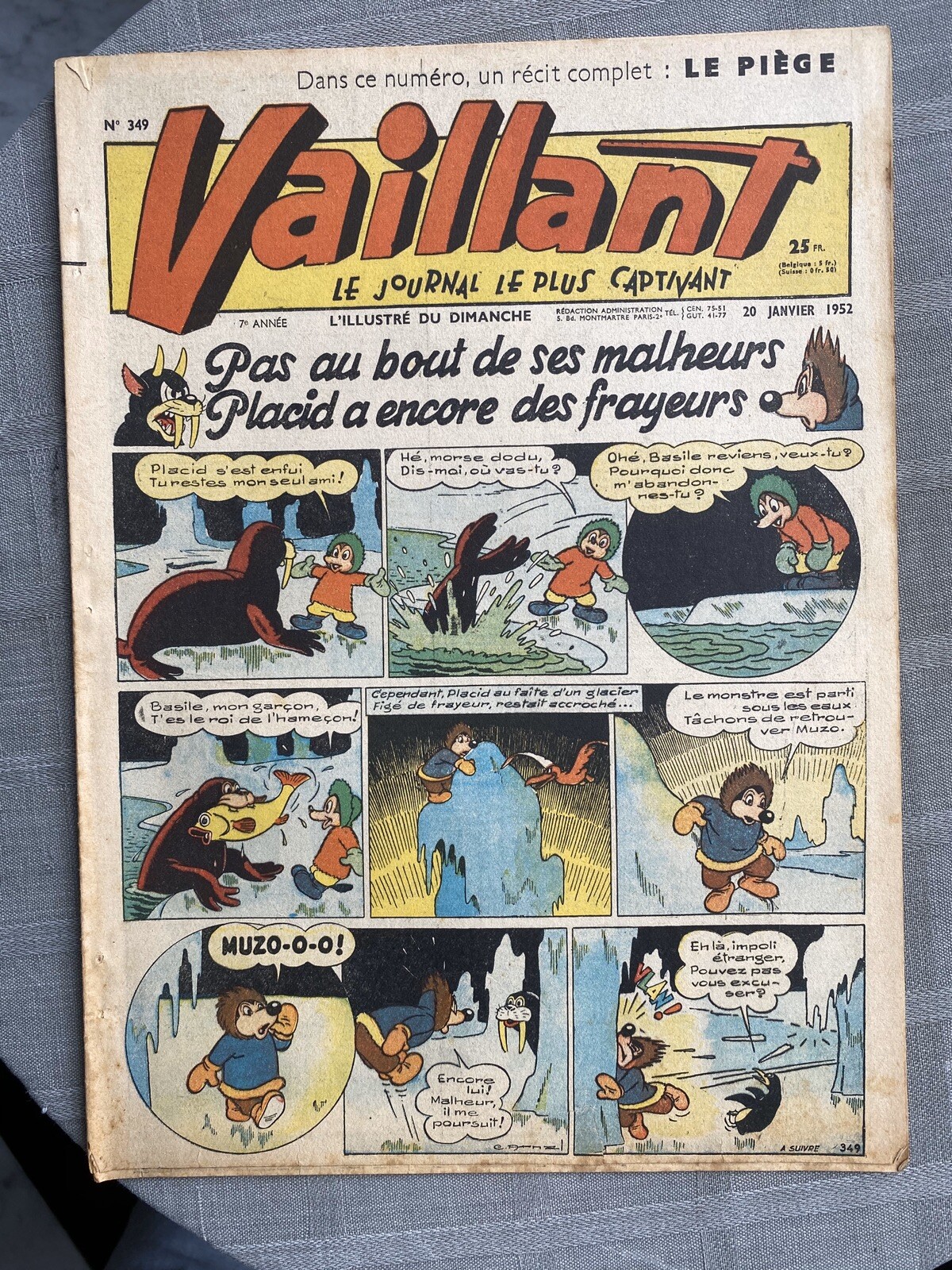 Vaillant Il Giornale Più Coinvolgente N°349 1952 Buone Condizioni