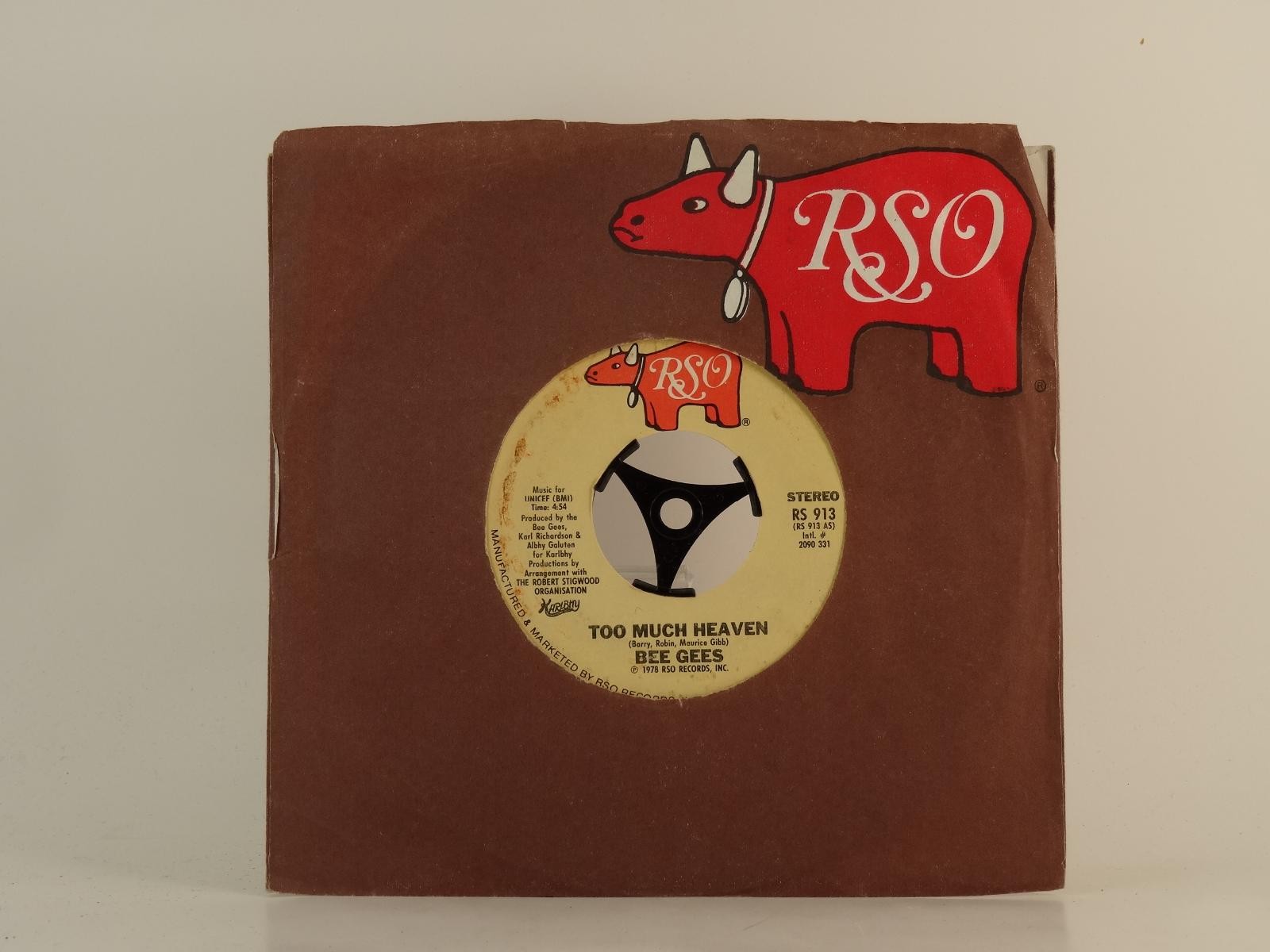 BEE GEES TOO MUCH HEAVEN (88) 2 Track 7" Single including Company Sleeve RSO