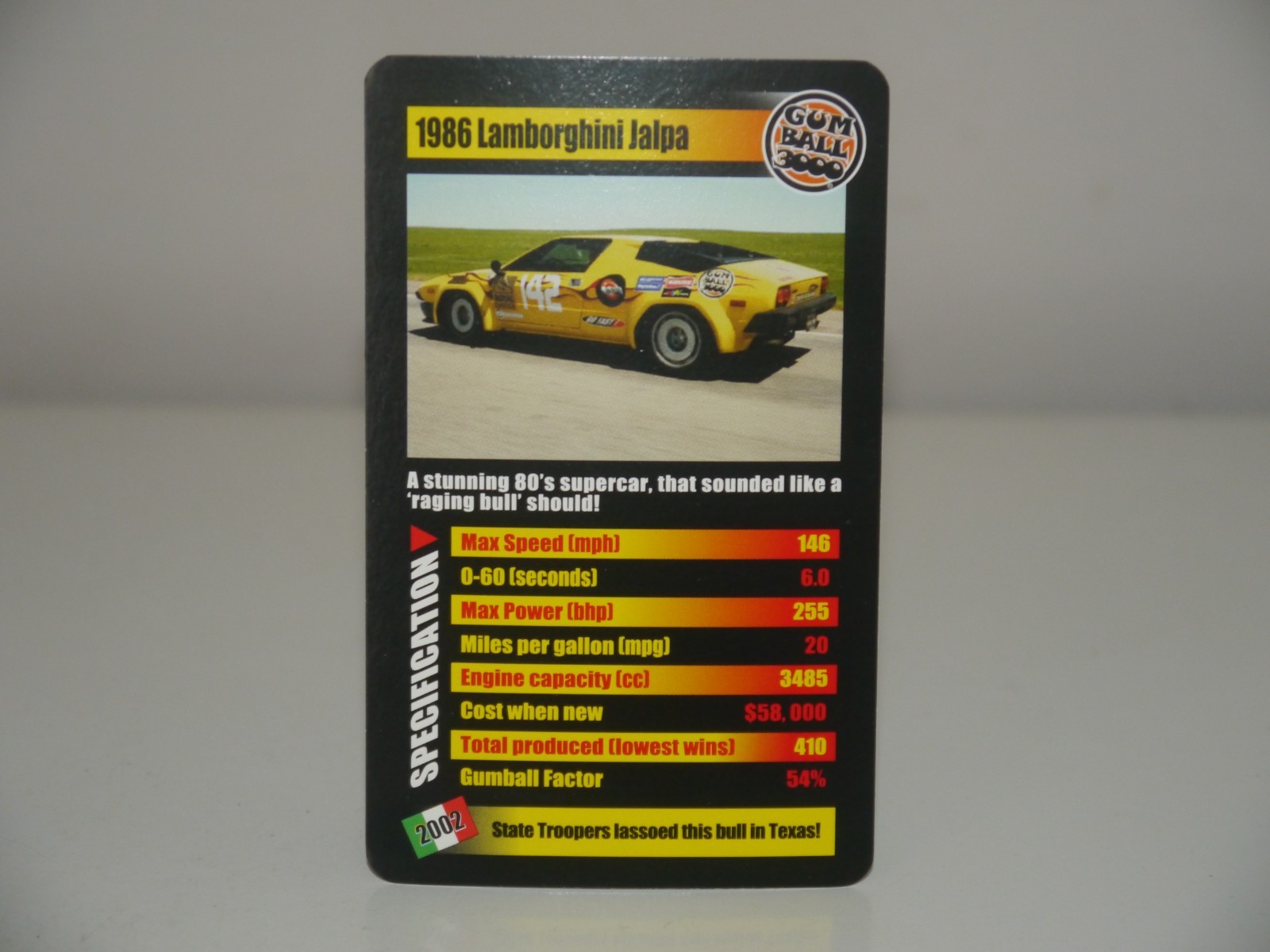 Supercars Top Trumps 1986 LAMBORGHINI JALPA Card Game Replacement _A4