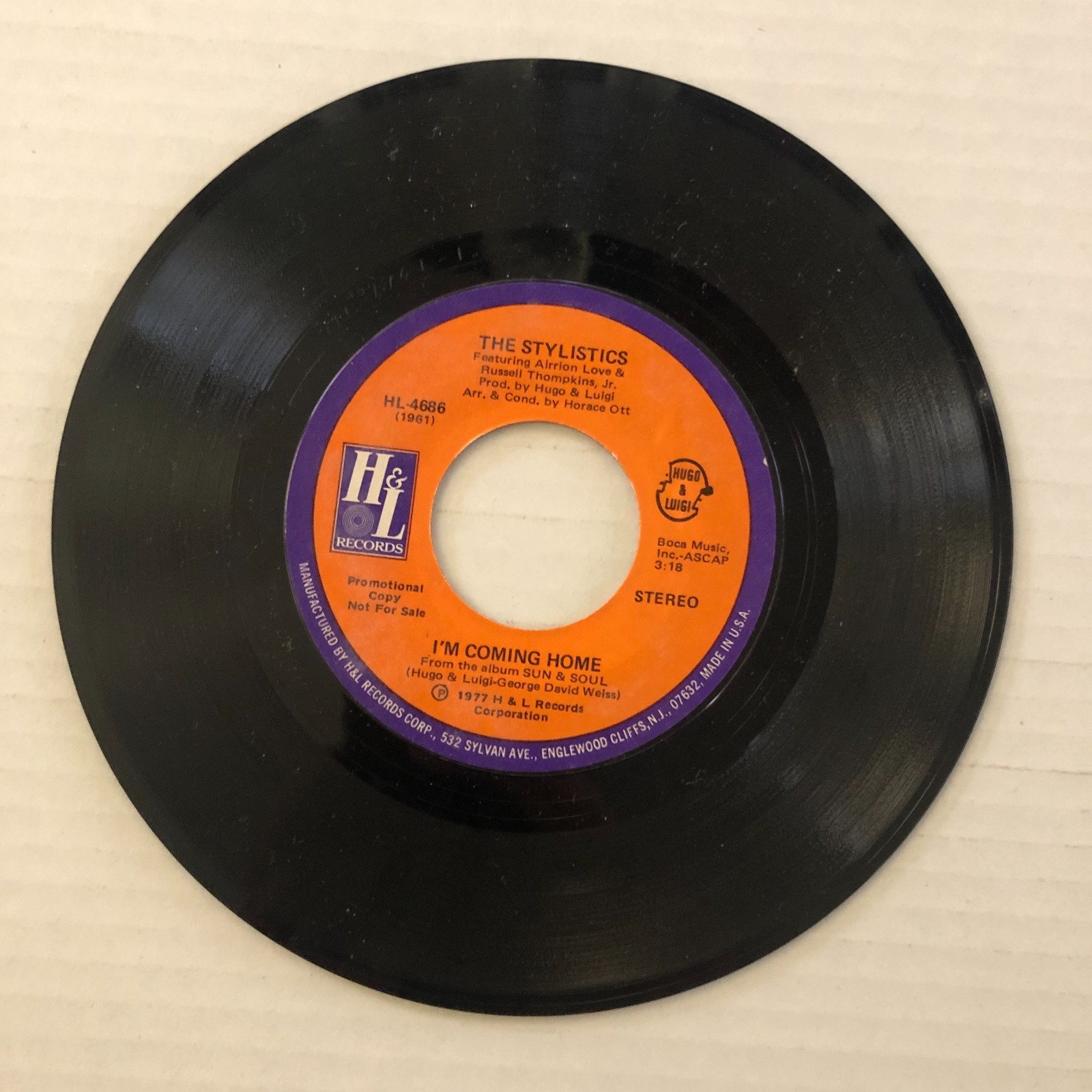 The Stylistics - I'm Coming Home [vinyl 7"] 1977 HL-4686 promo