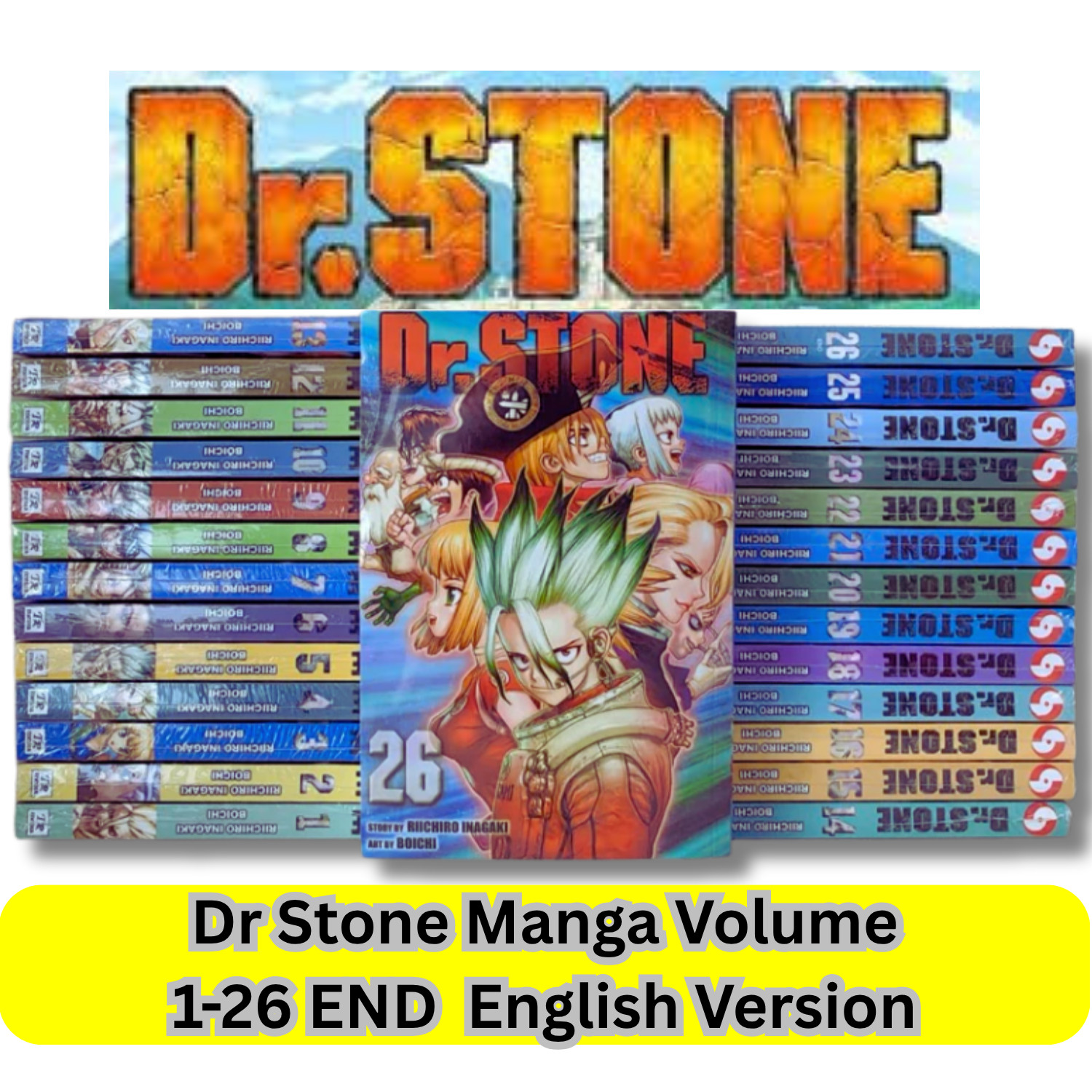Dr Stone Manga Inglese Volume 1-26 Loose/Half/Full Set Nuovo di Riichiro Inagaki