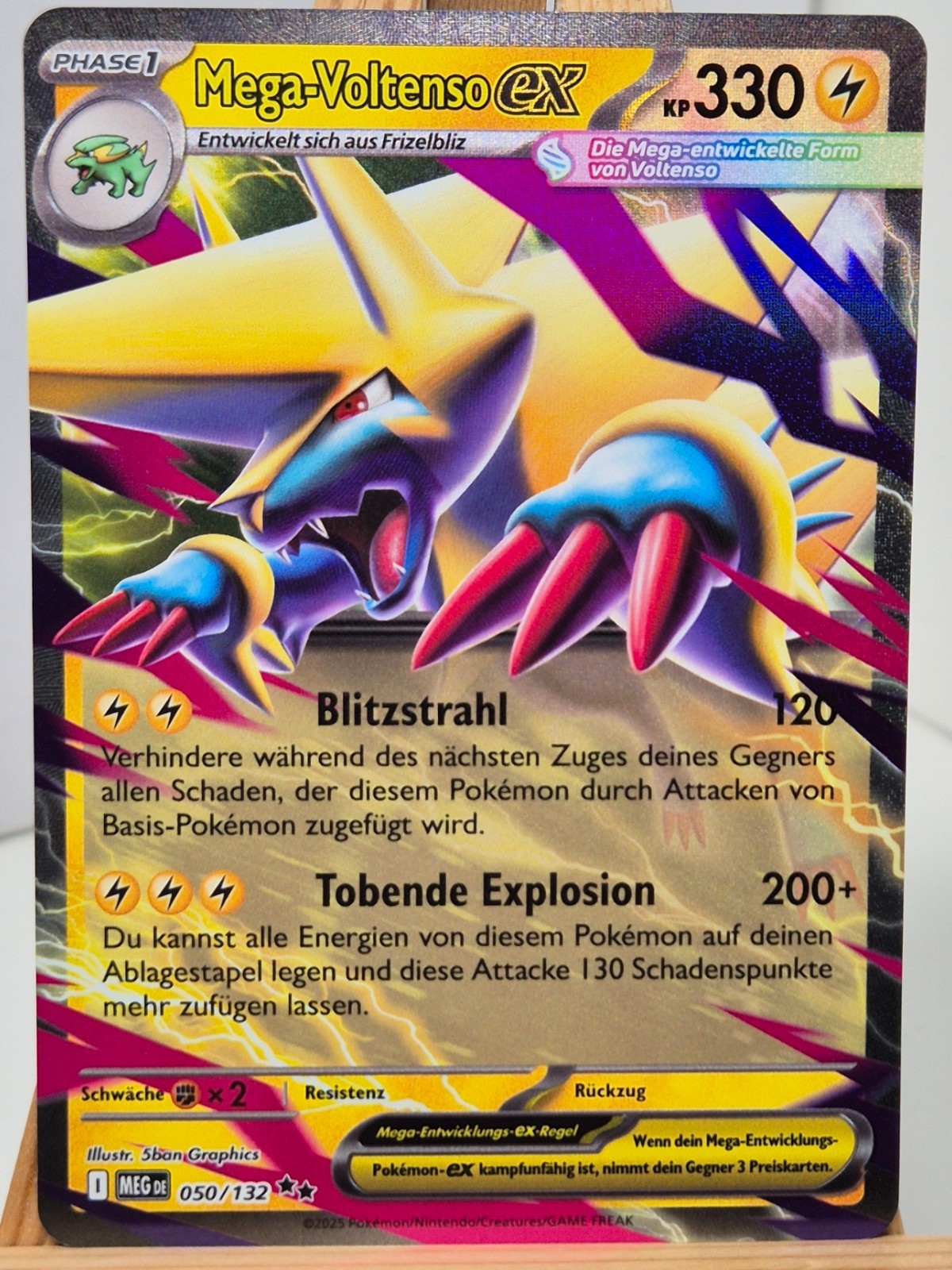 Pokemon Mega-Voltenso EX 050/132 - Mega Entwicklung - Double Rare Holo DE NM