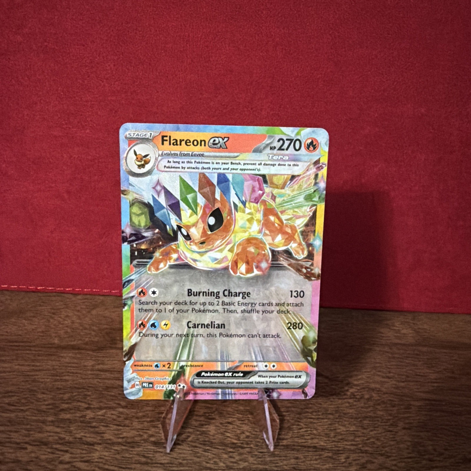 Pokémon TCG Flareon EX Evoluzioni Prismatiche Doppia Rara Carta Holo 014/131