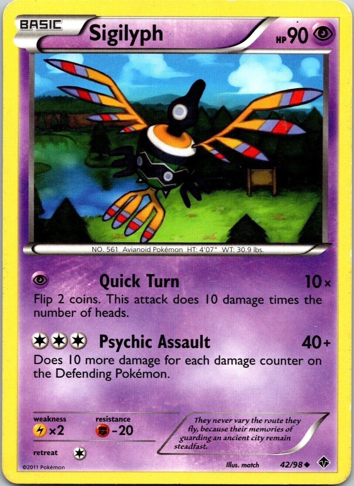 Sigilyph 42/98 Regular Emerging Powers Pokemon TCG CCG Uncommon Nintendo 2011