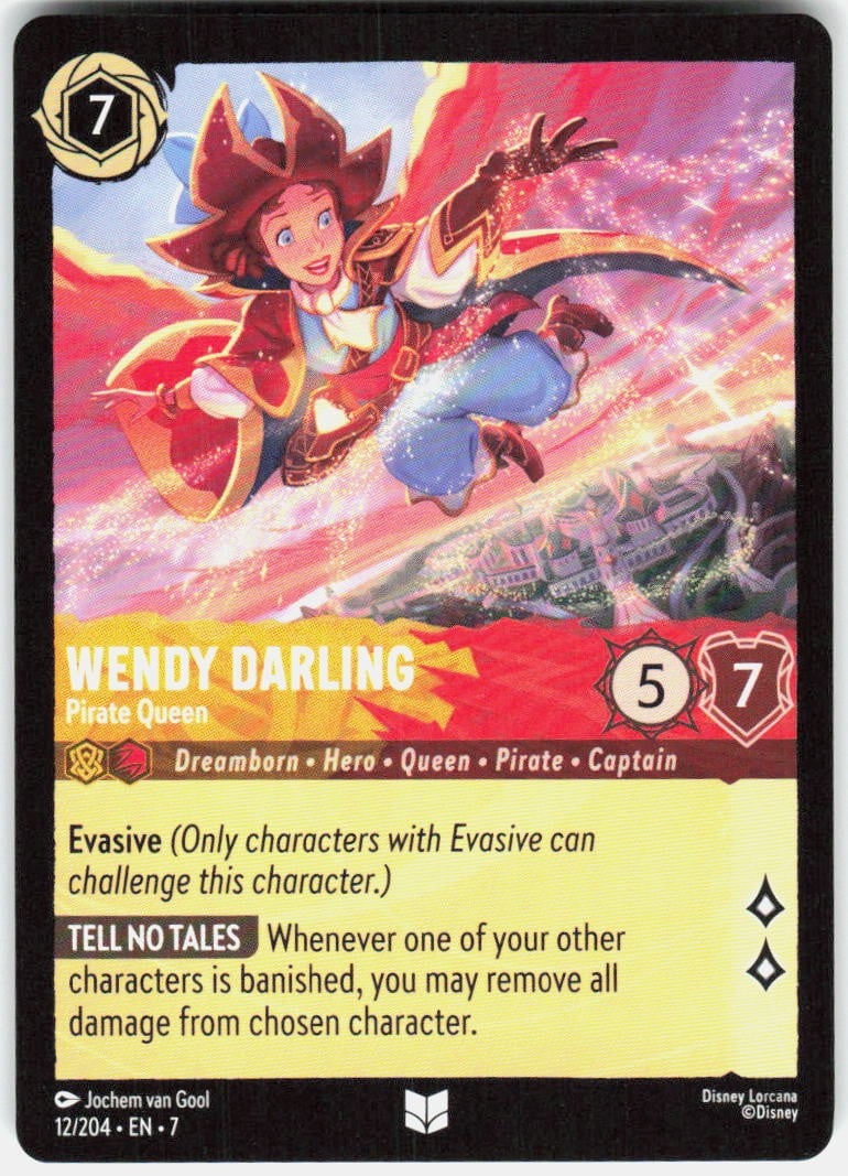 Lorcana Wendy Darling Pirate Queen 12/204 Archazias Island Set 7 carte olografiche