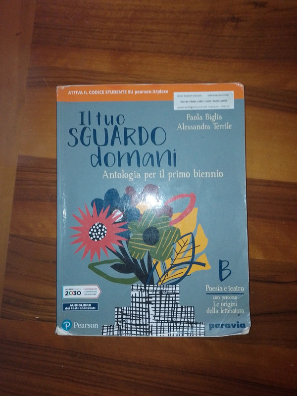 Libro "Il tuo Sguardo Domani"- Antologia per il primo biennio