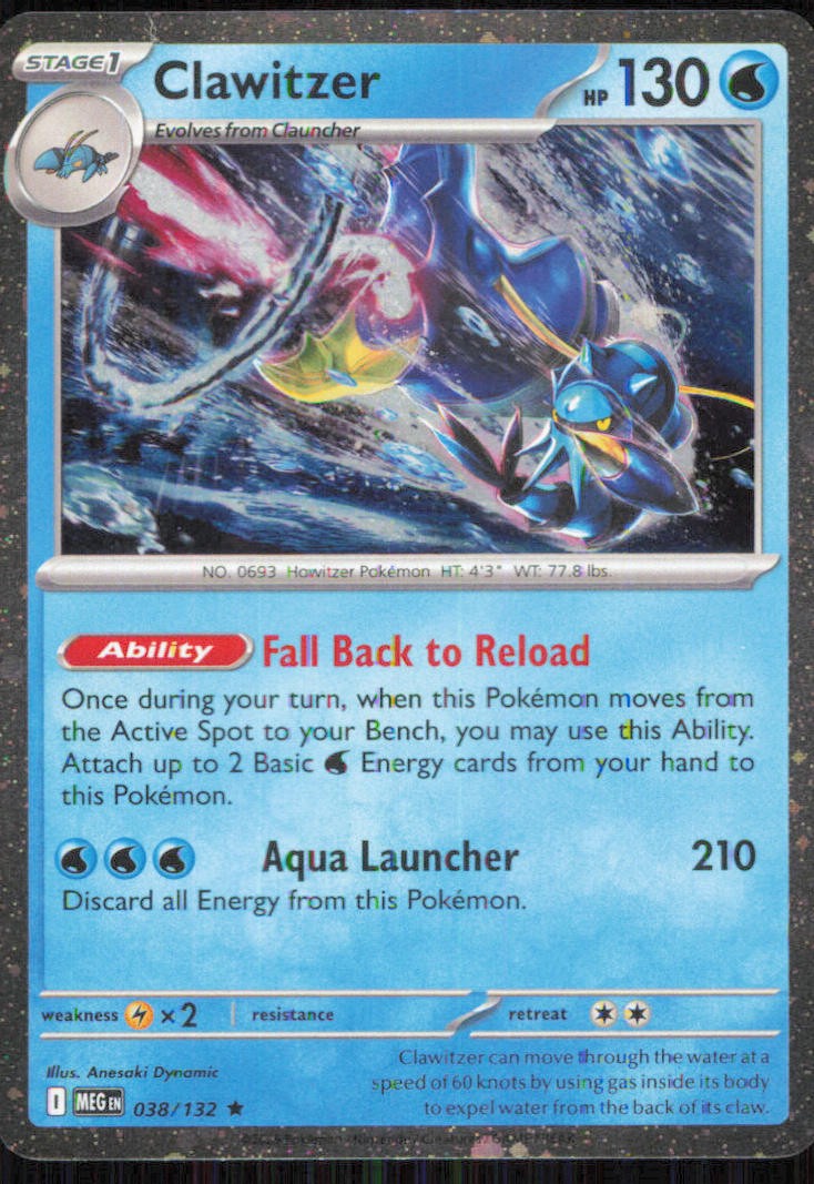 Clawitzer (Cosmos Holo) 038/132 Rare Carte e Prodotti Vari Pokemon LP