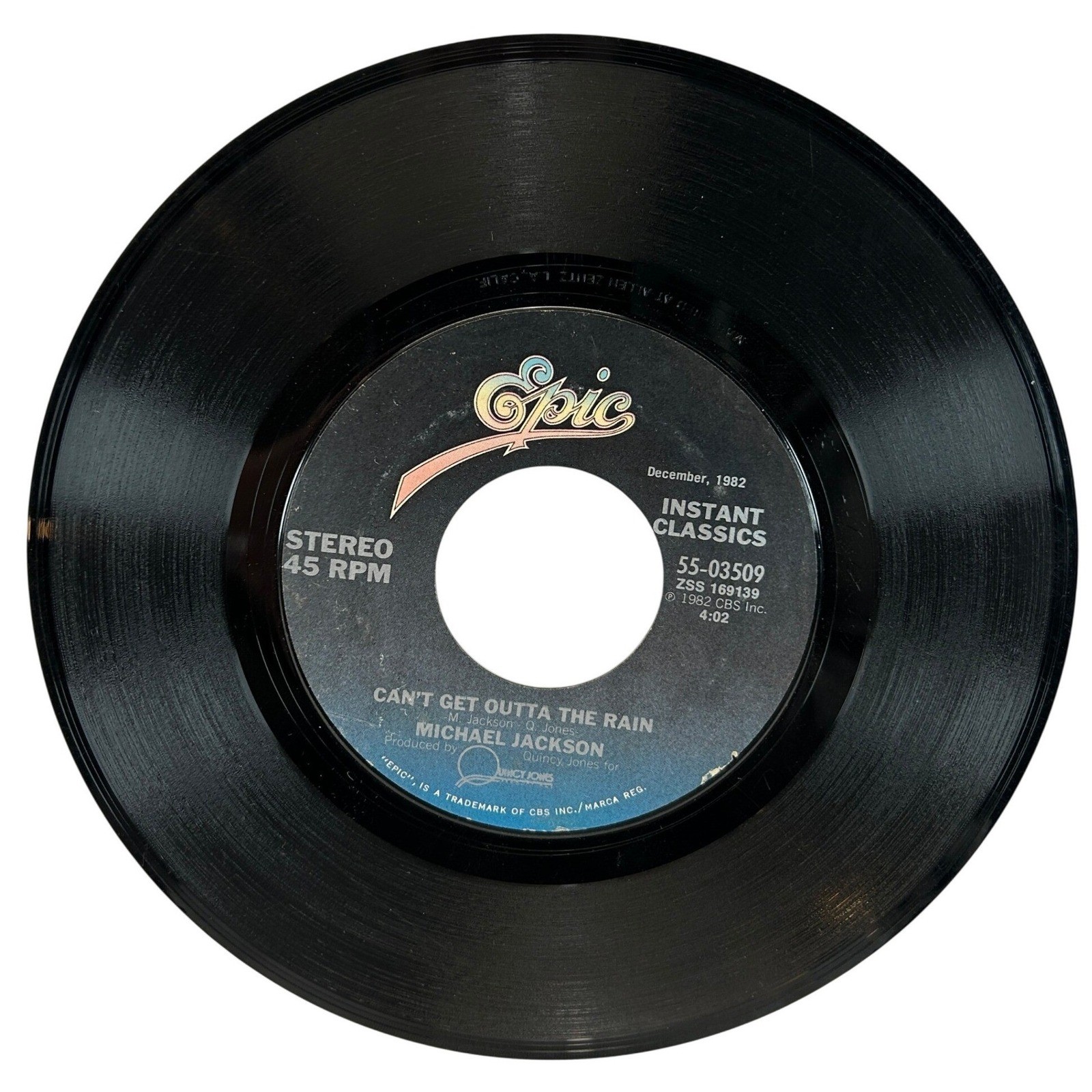 Michael Jackson Billie Jean 7" Vinyl 45 RPM Single Epic 55-03509 1982 RSO Sleeve