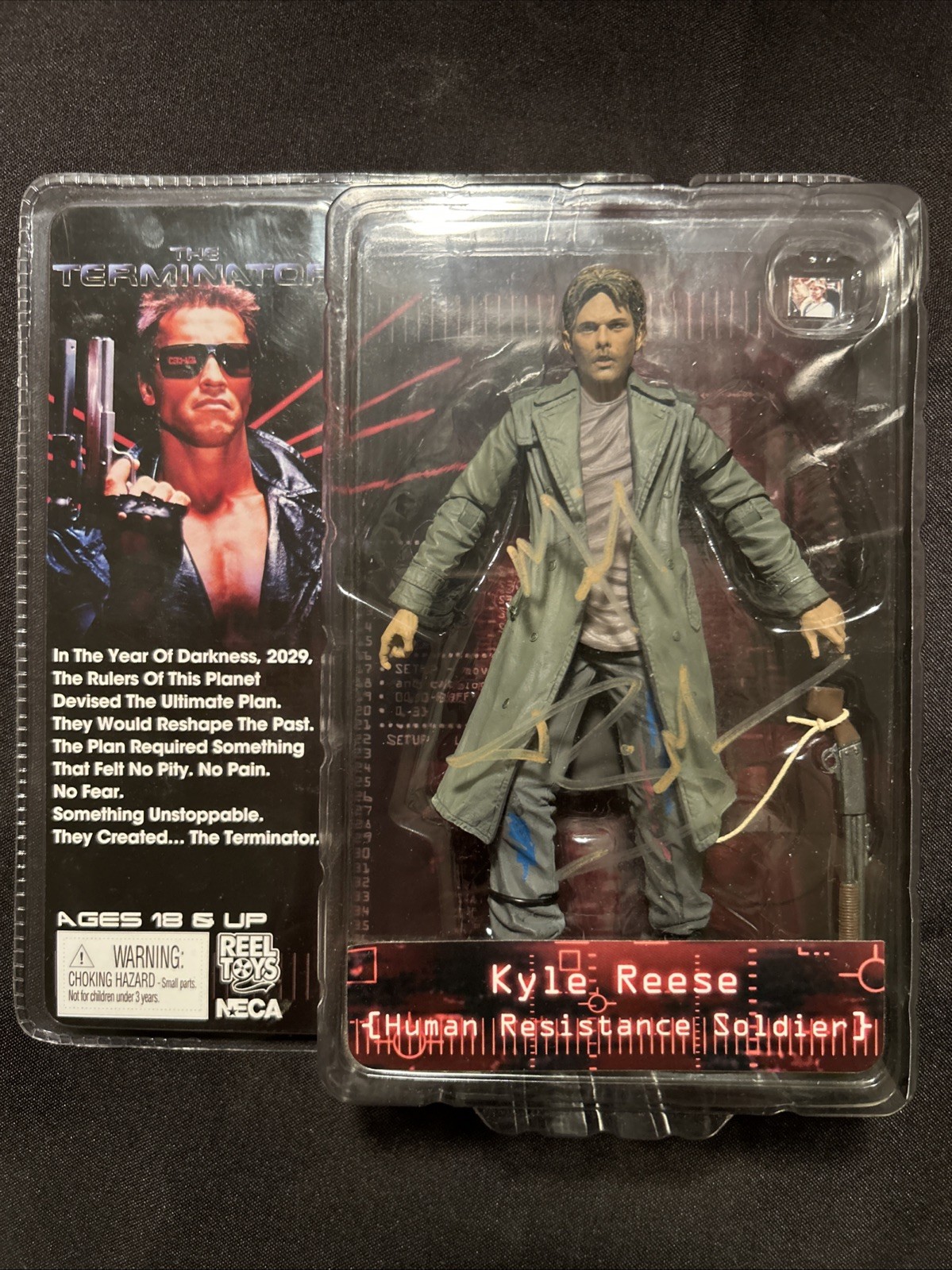 Modellino soldato resistenza umana NECA Kyle Reese FIRMATO da Michael Biehn