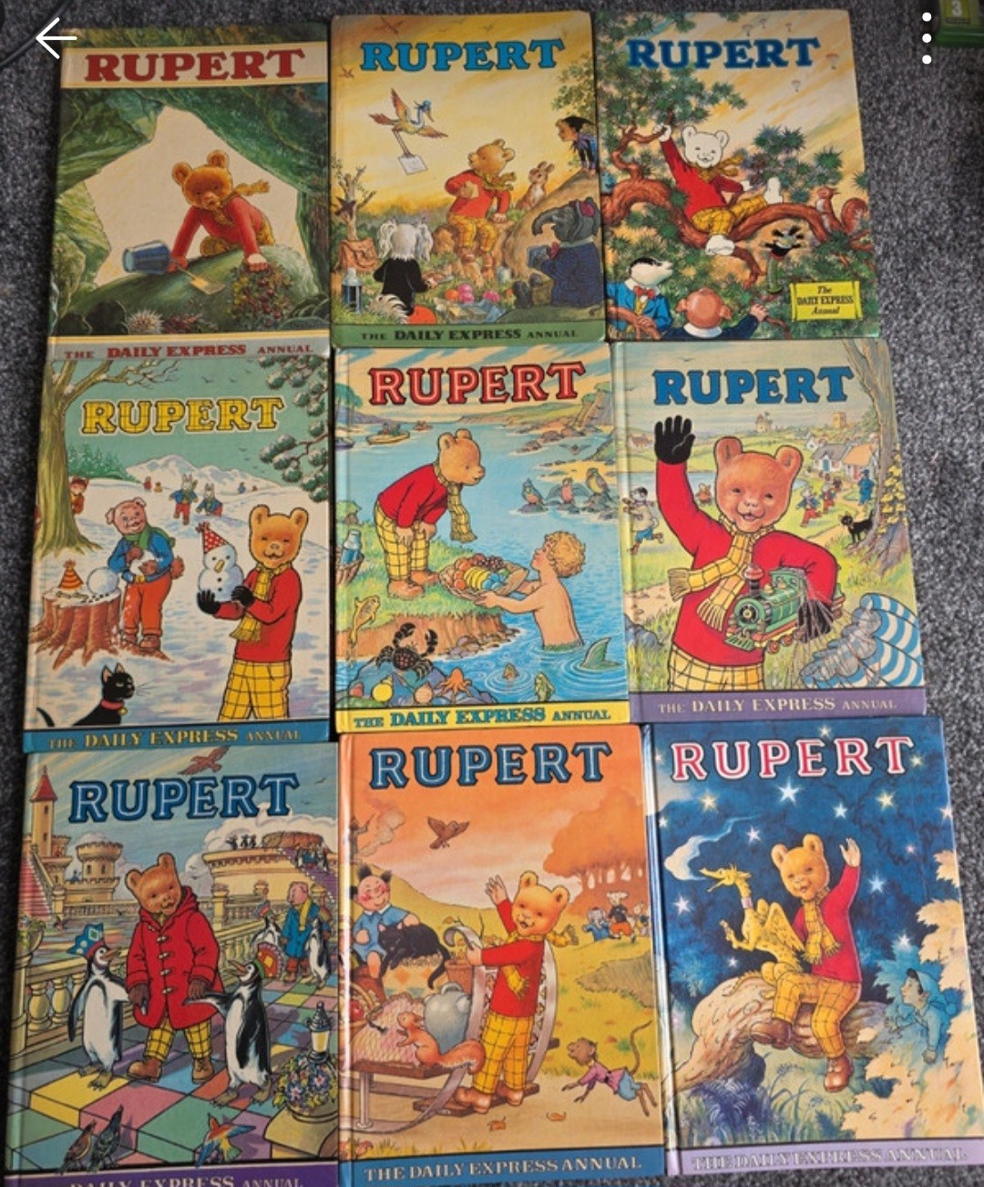 vintage rupert bear annuals.
