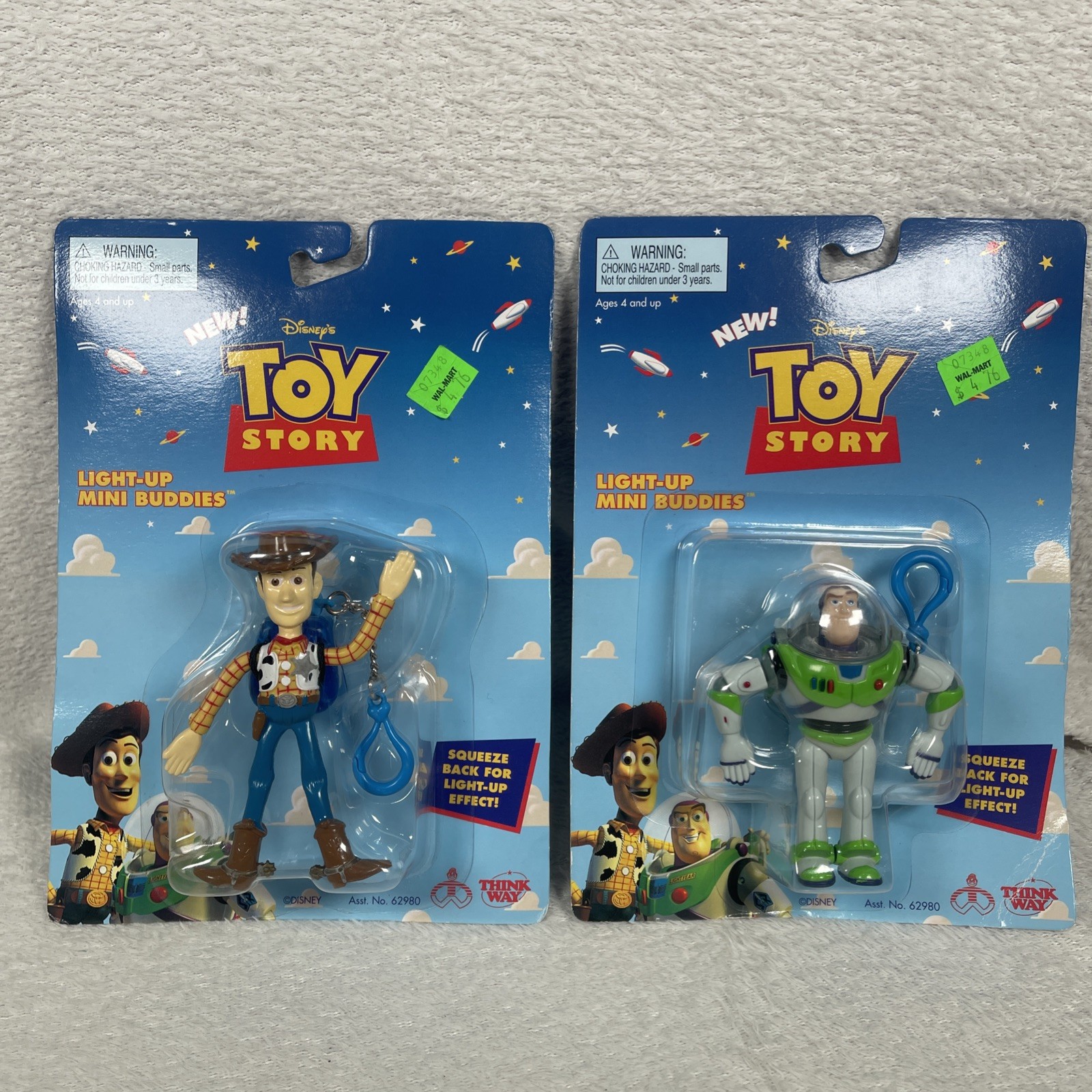 Toy Story Woody & Buzz Lightyear Light Up Mini Buddies Disney Thinkway Toys 1995