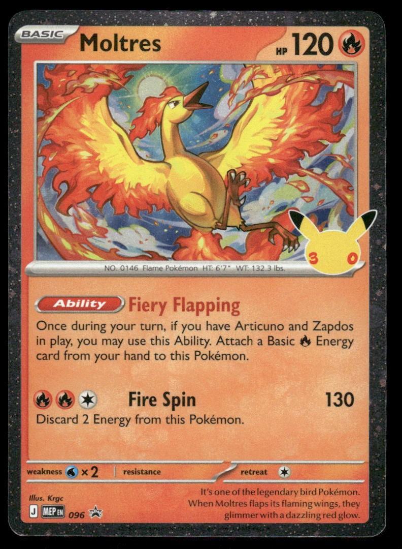 Moltres (30th Celebration) 096 Holo Promo ME: Mega Evolution Promo Pokemon quasi nuovo #5