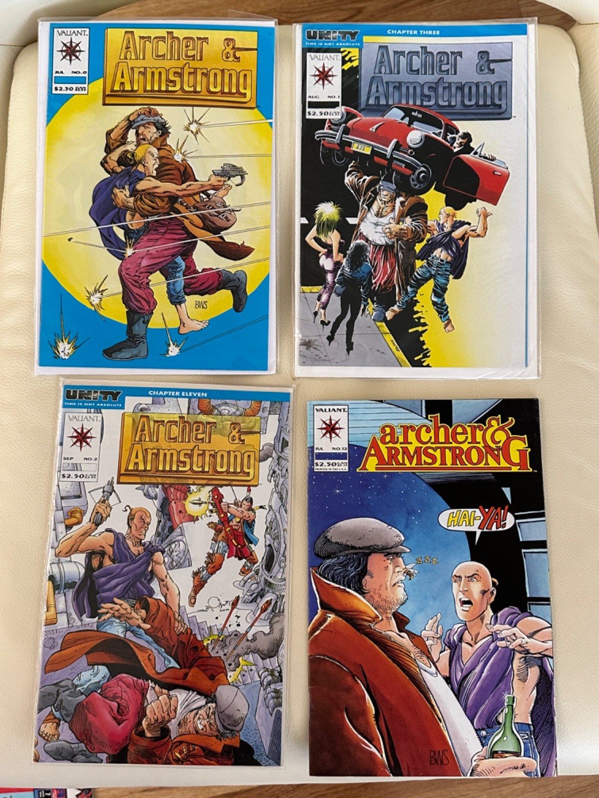 Archer & Armstrong #0 #1 #2 #12Lotto di 4 numeri Valiant Comics giugno 1992