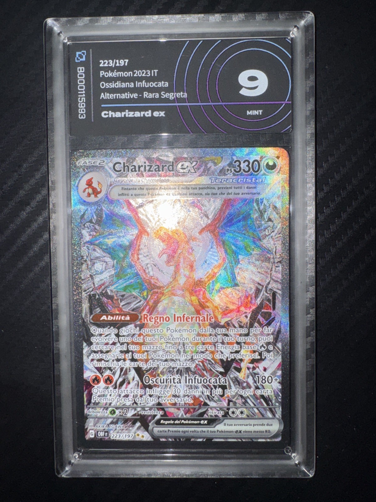 Pokemon Card Charizard ex 223/197 Ossidiana Infuocata ITA Ai Grading 9 Mint