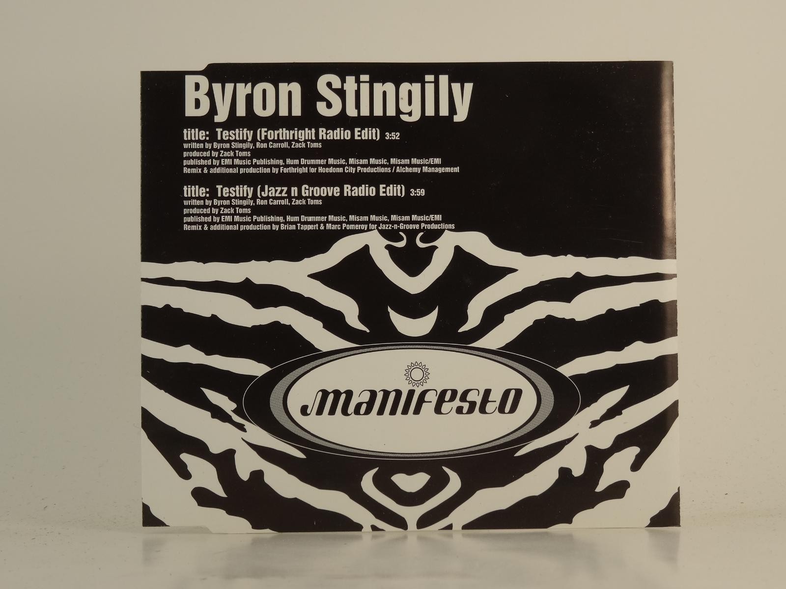 BYRON STINGILY TESTIFY (H1) 2 Track Promo CD Single including Picture Sleeve MAN
