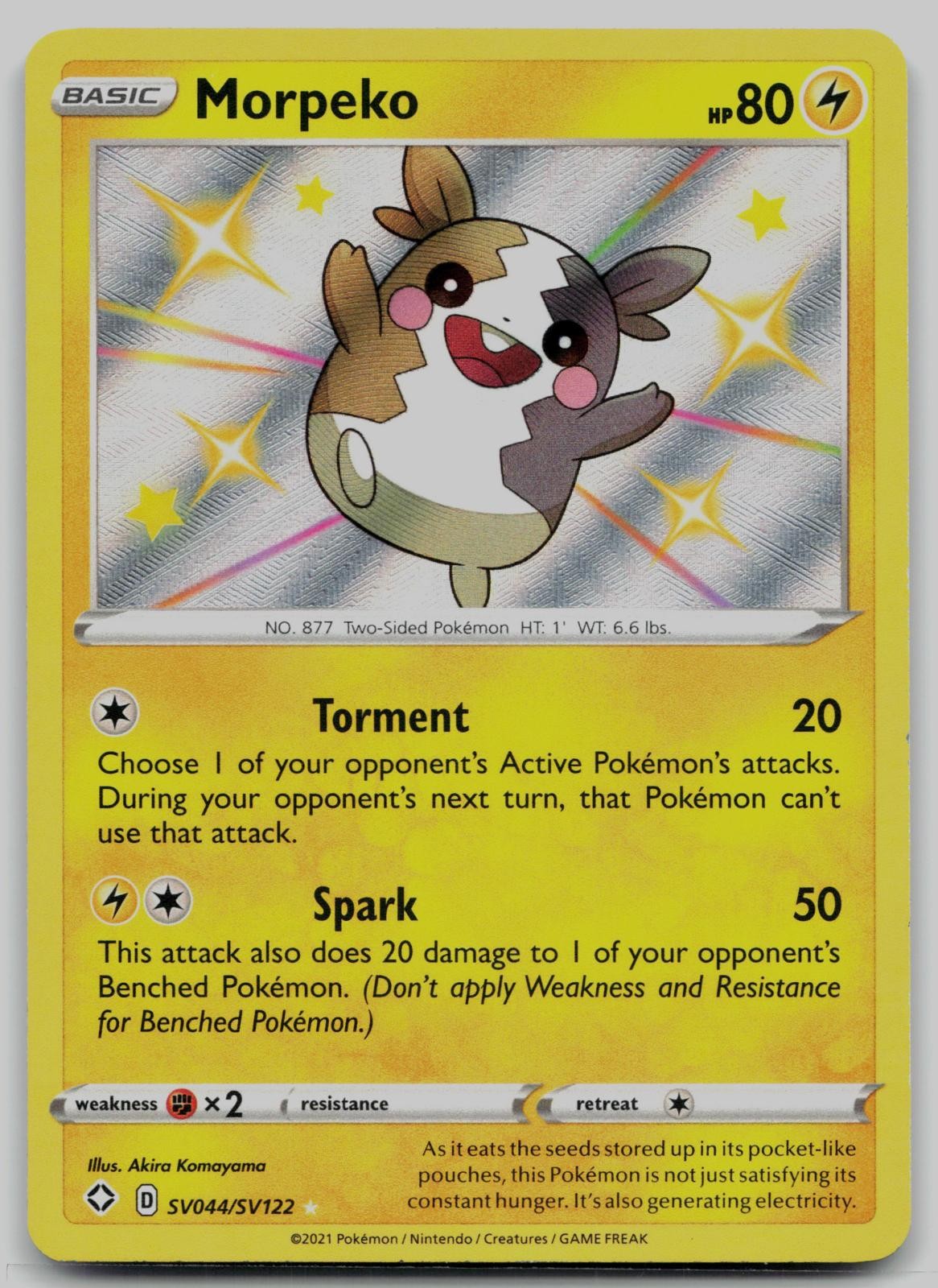 Morpeko SV044/SV122 Shiny Rare Shining Fates Shiny Vault Pokemon Holo Near Mint